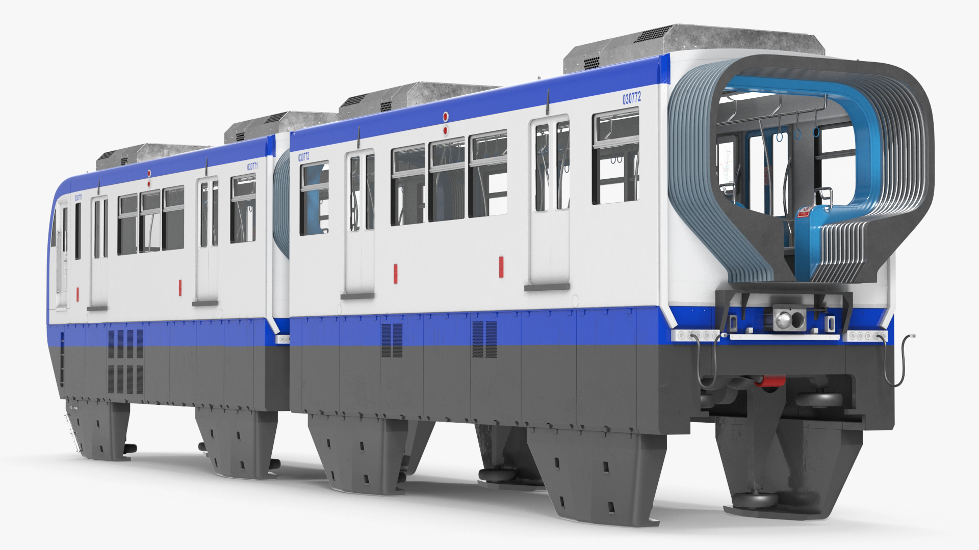 3D Chongqing Monorail Train Head and Passenger Cars model