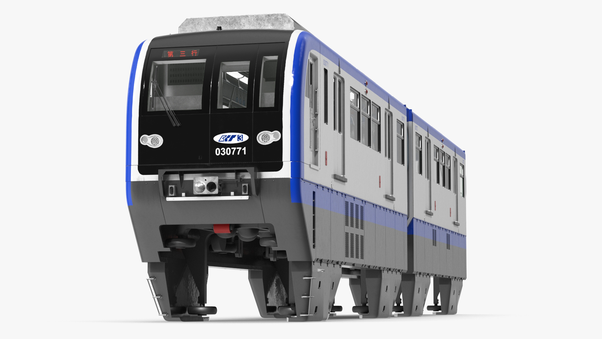 3D Chongqing Monorail Train Head and Passenger Cars model