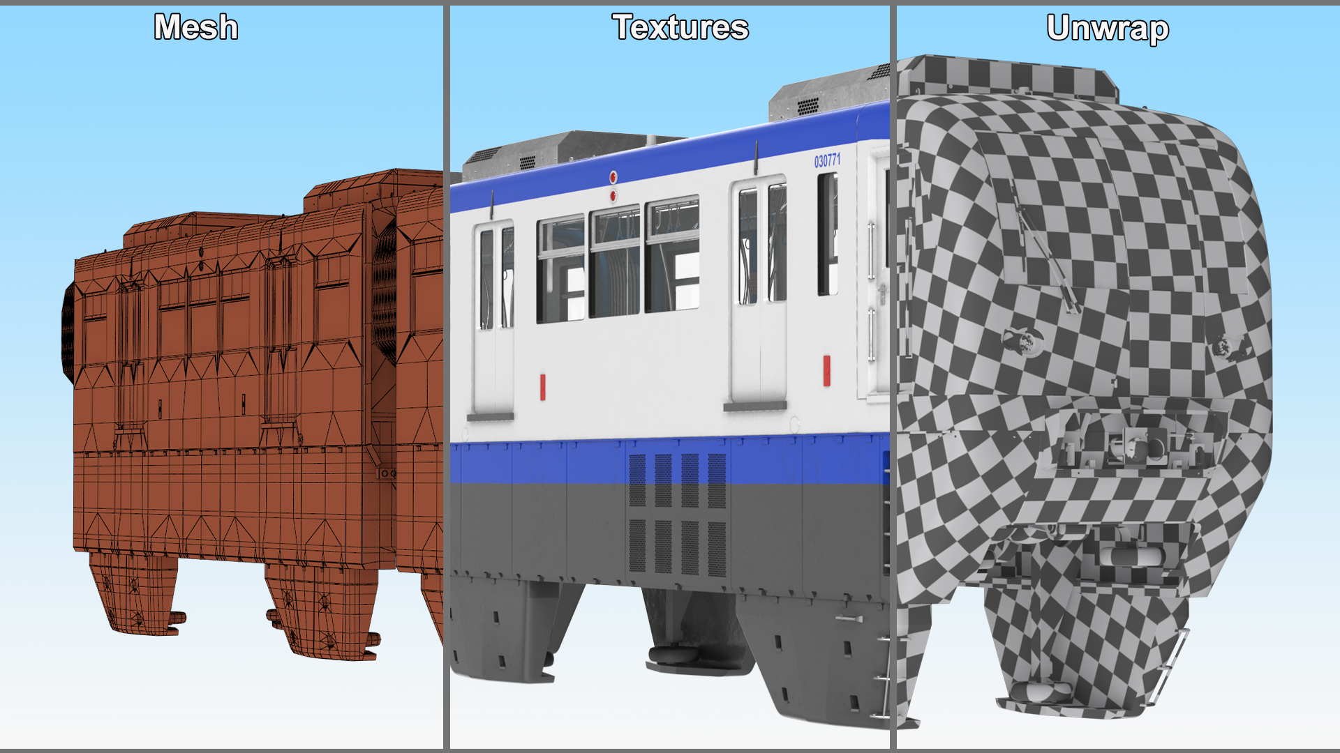 3D Chongqing Monorail Train Head and Passenger Cars model