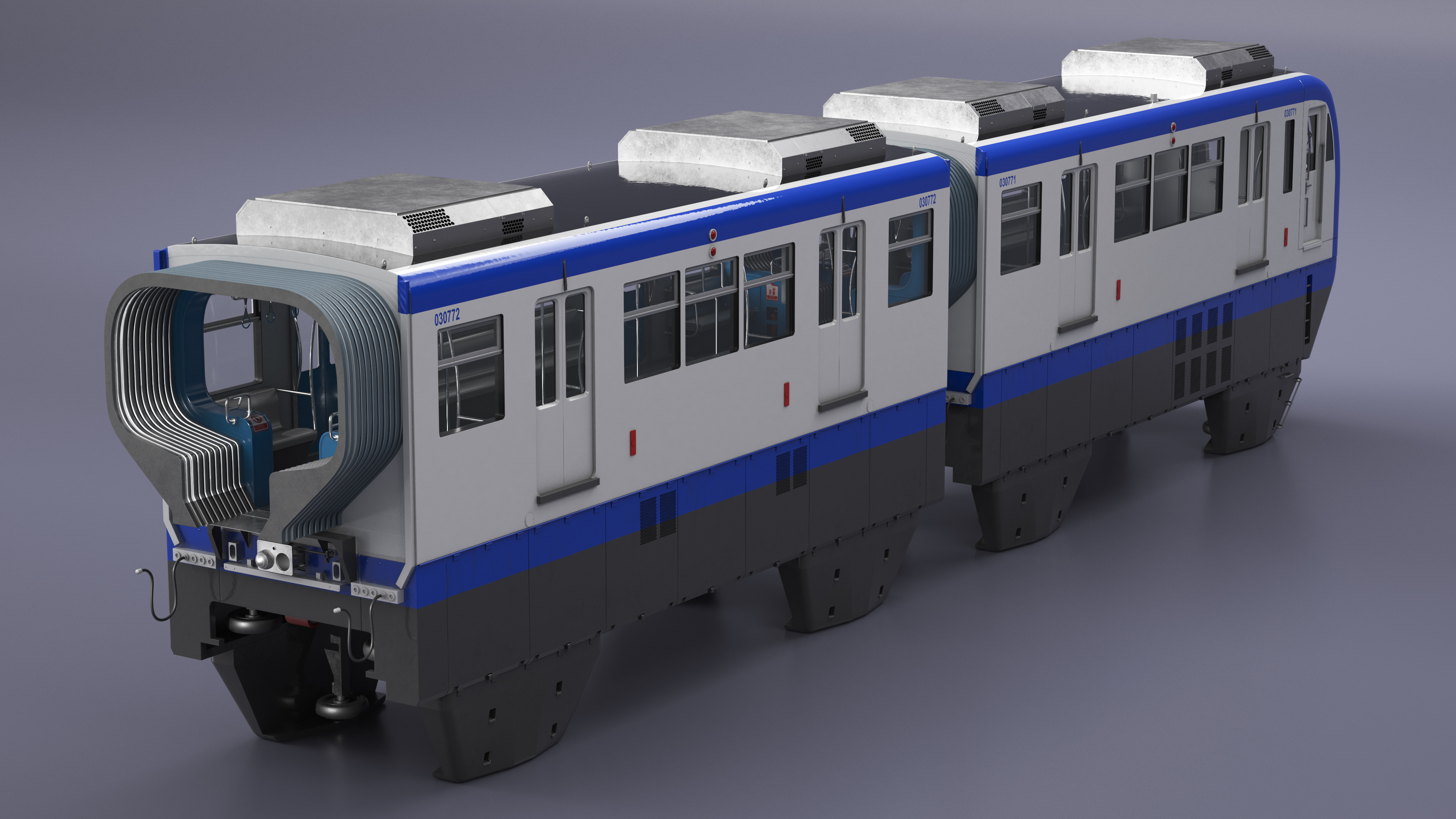 3D Chongqing Monorail Train Head and Passenger Cars model