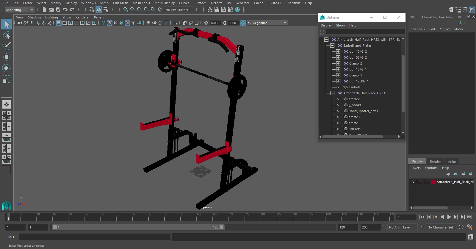 Armortech Half Rack HR33 with SPRI Barbell 3D