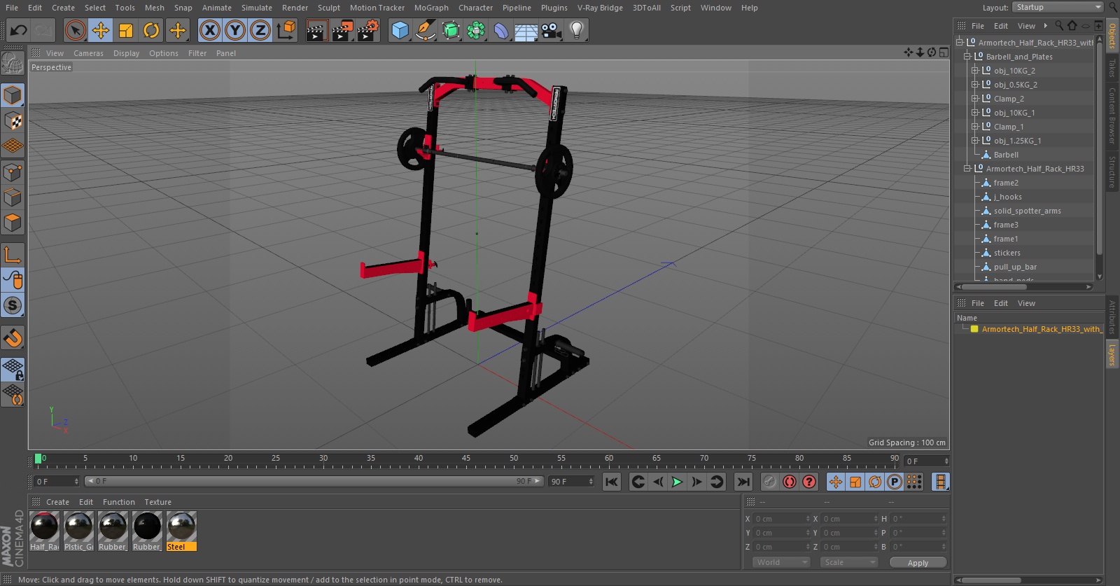 Armortech Half Rack HR33 with SPRI Barbell 3D