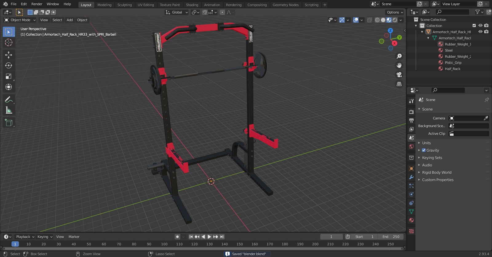 Armortech Half Rack HR33 with SPRI Barbell 3D