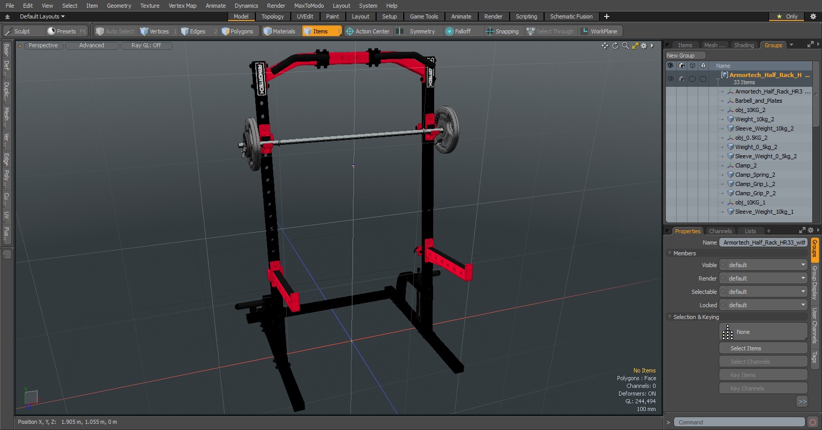 Armortech Half Rack HR33 with SPRI Barbell 3D