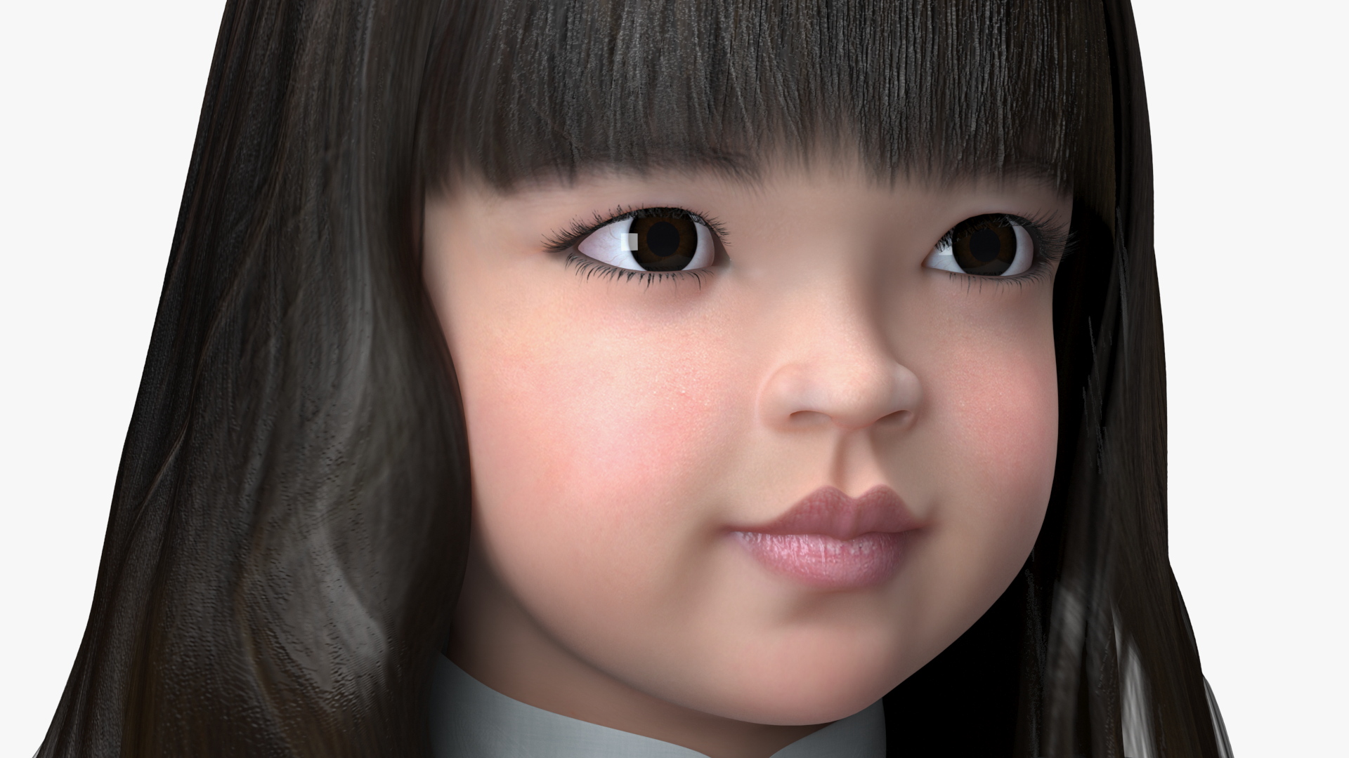 Chinese Girl Child in Traditional Dress in T-Pose 3D model