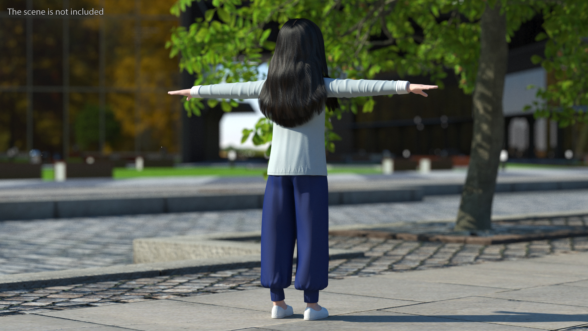 Chinese Girl Child in Traditional Dress in T-Pose 3D model