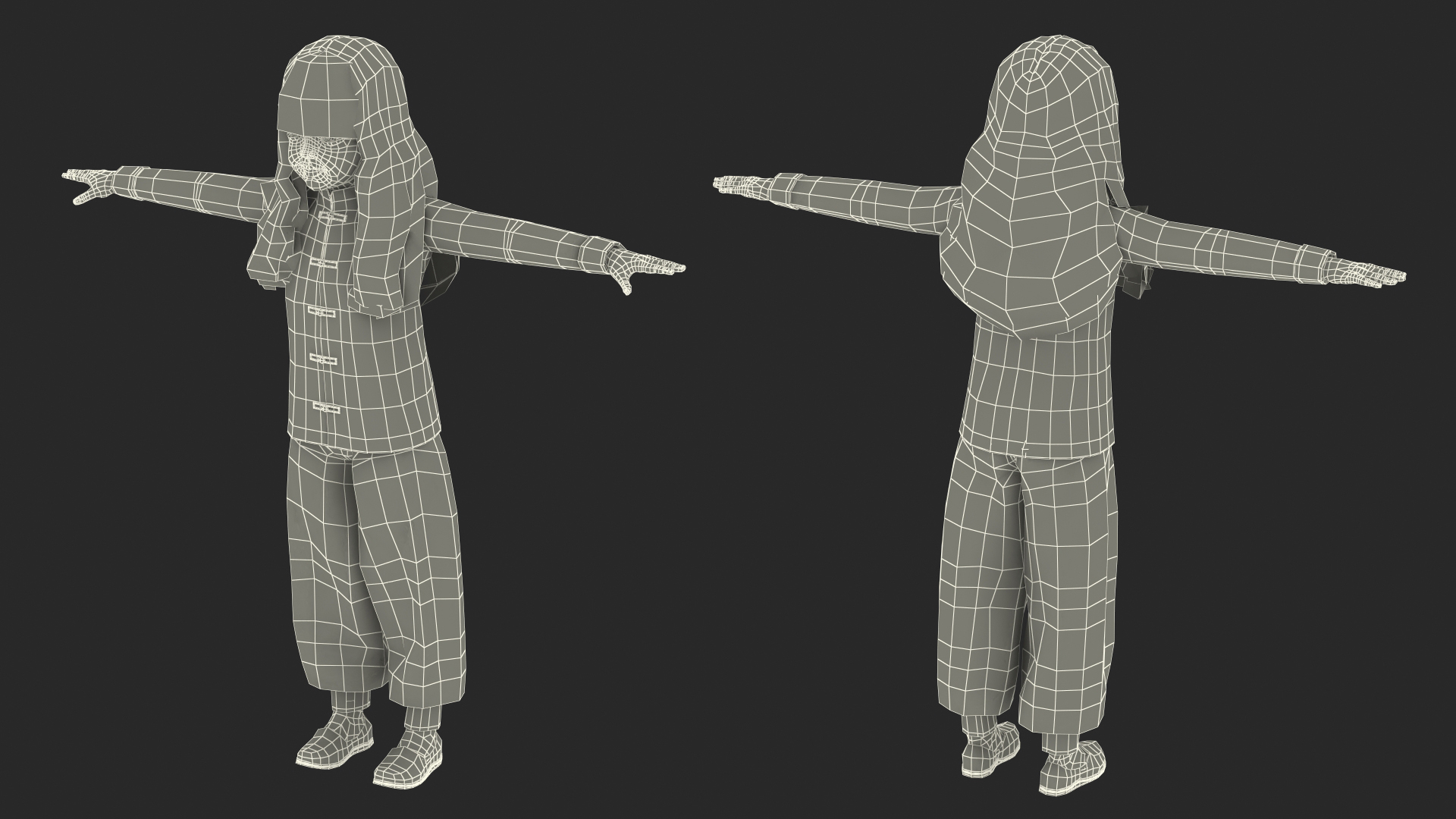 Chinese Girl Child in Traditional Dress in T-Pose 3D model