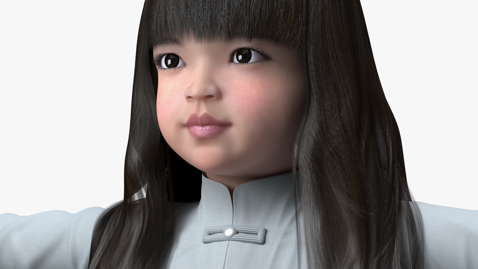 Chinese Girl Child in Traditional Dress in T-Pose 3D model