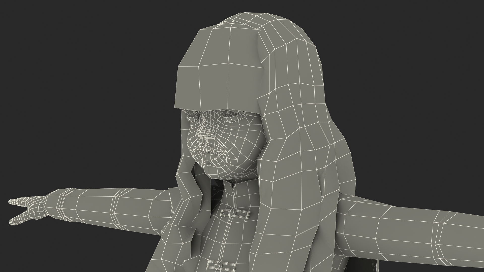 Chinese Girl Child in Traditional Dress in T-Pose 3D model