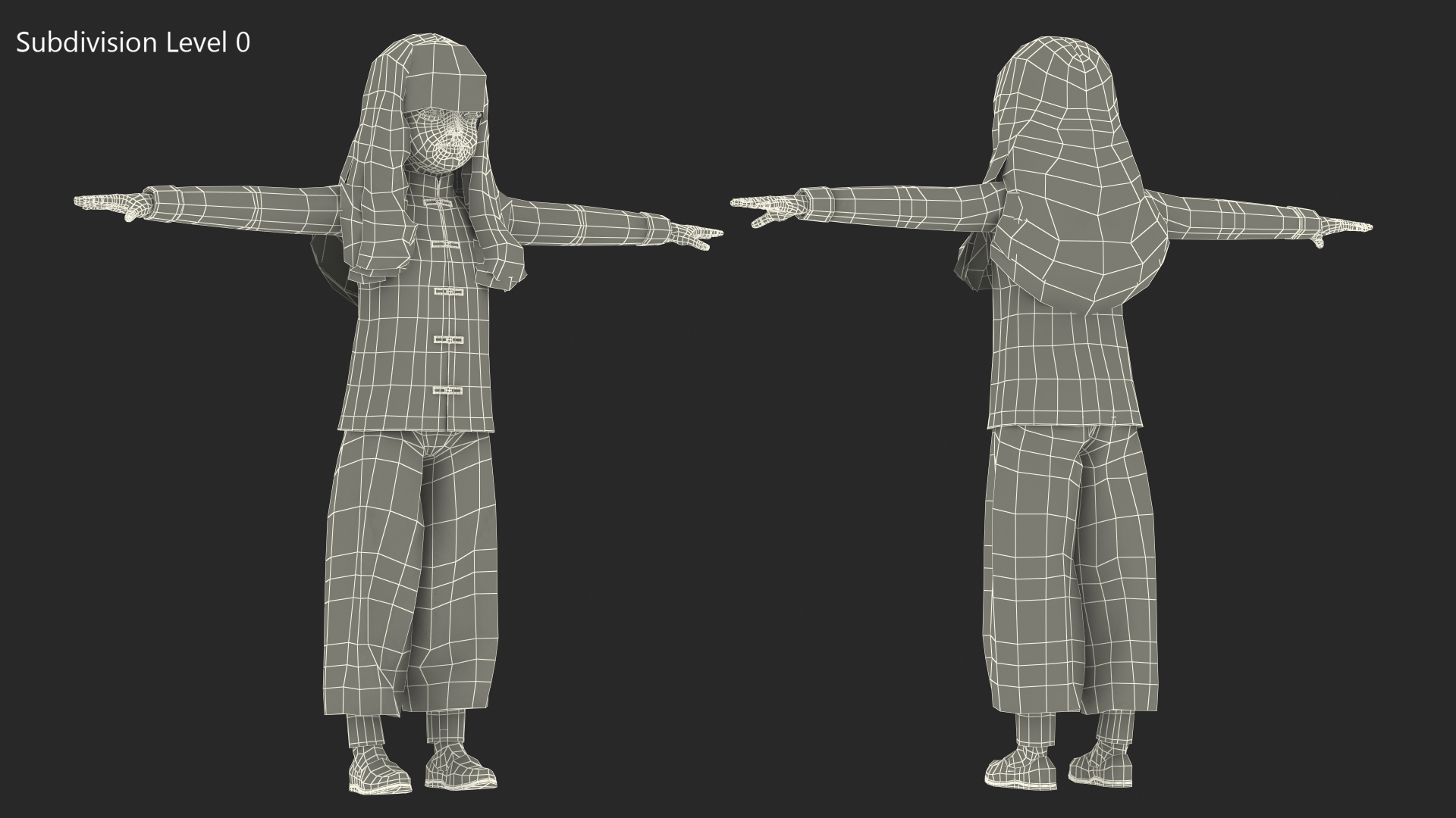 Chinese Girl Child in Traditional Dress in T-Pose 3D model