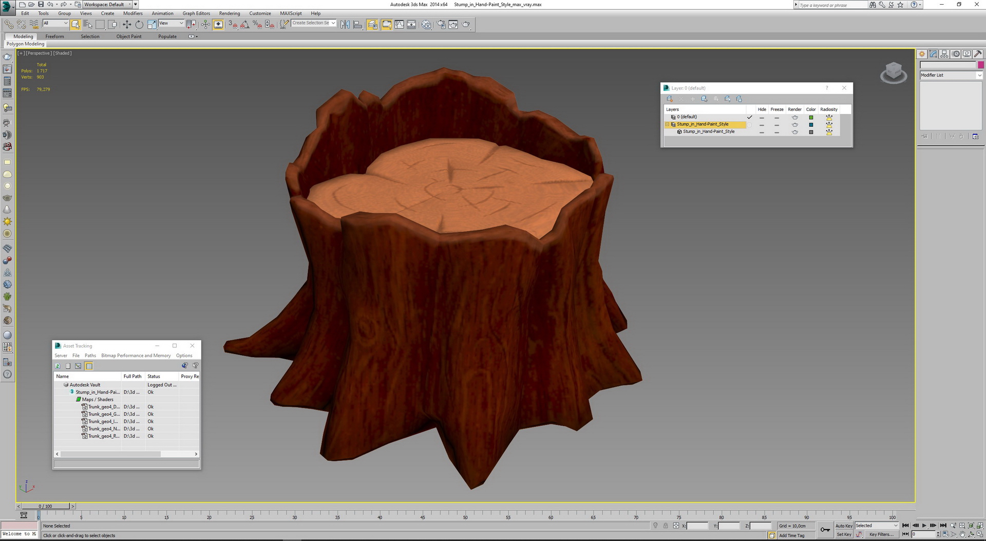 3D model Stump in Hand-Paint Style