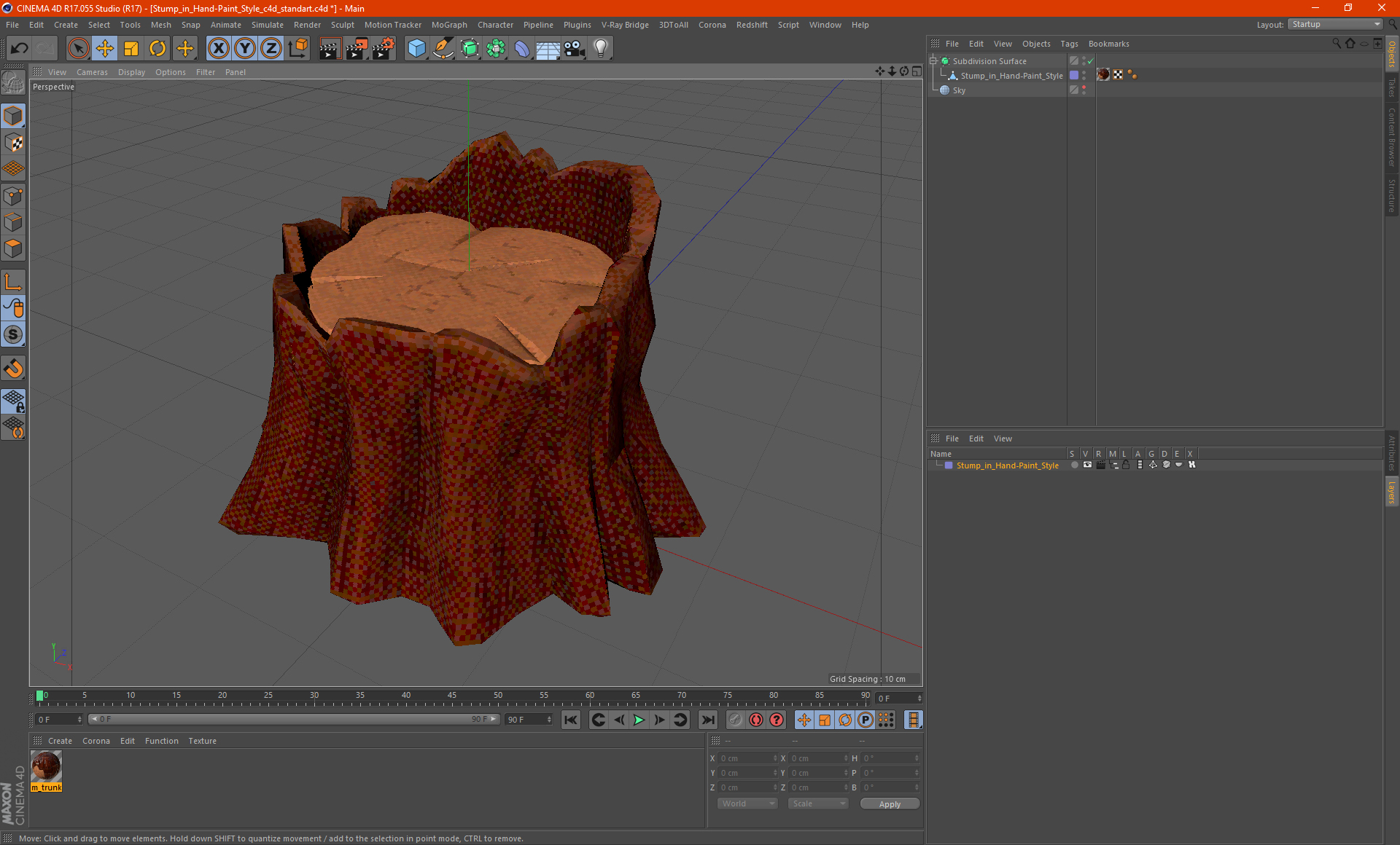 3D model Stump in Hand-Paint Style