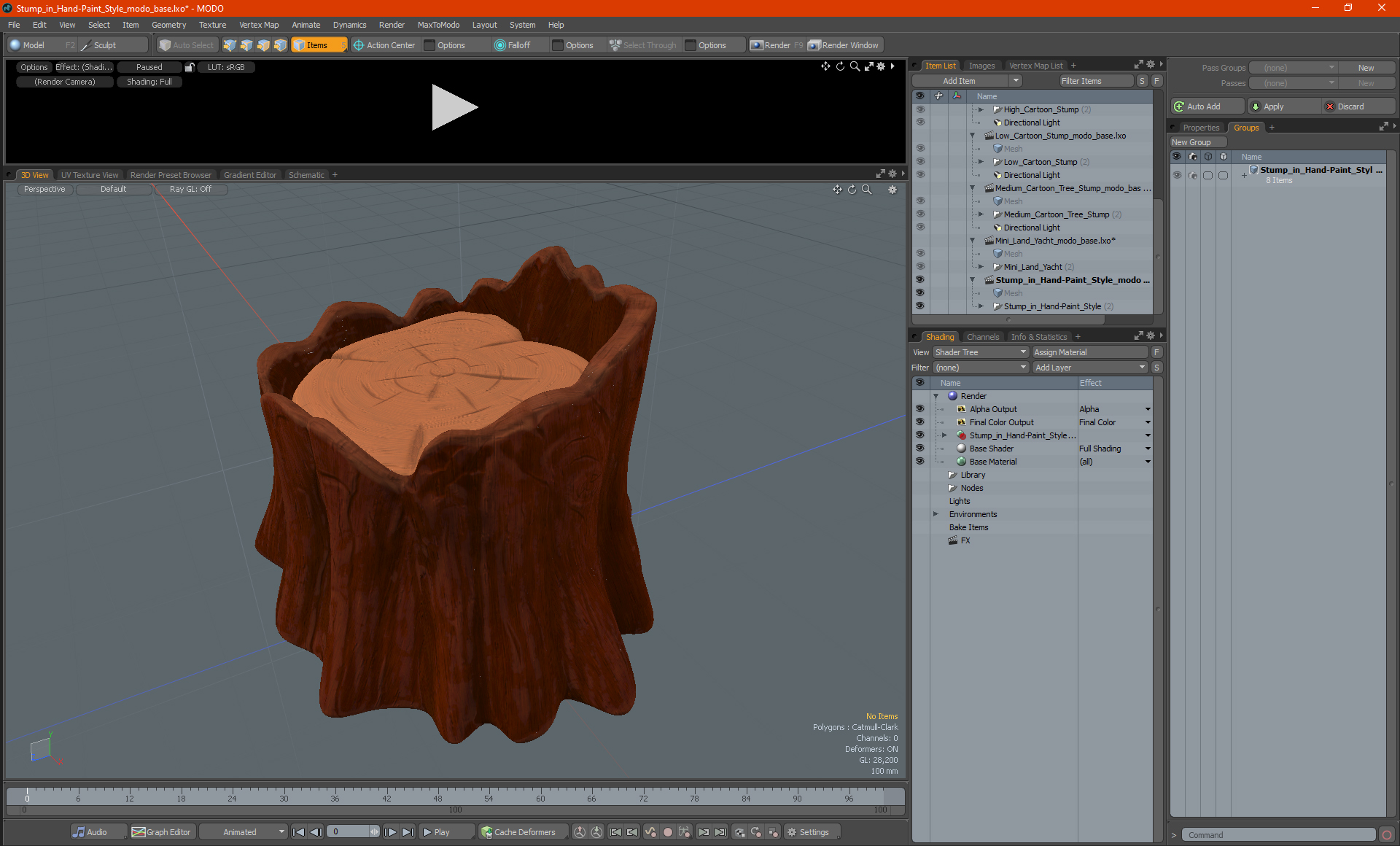 3D model Stump in Hand-Paint Style