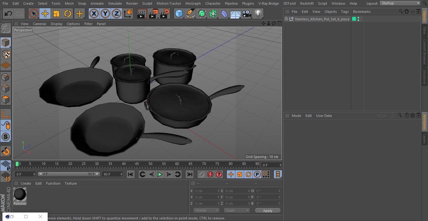 3D Stainless Kitchen Pot Set 6 piece model
