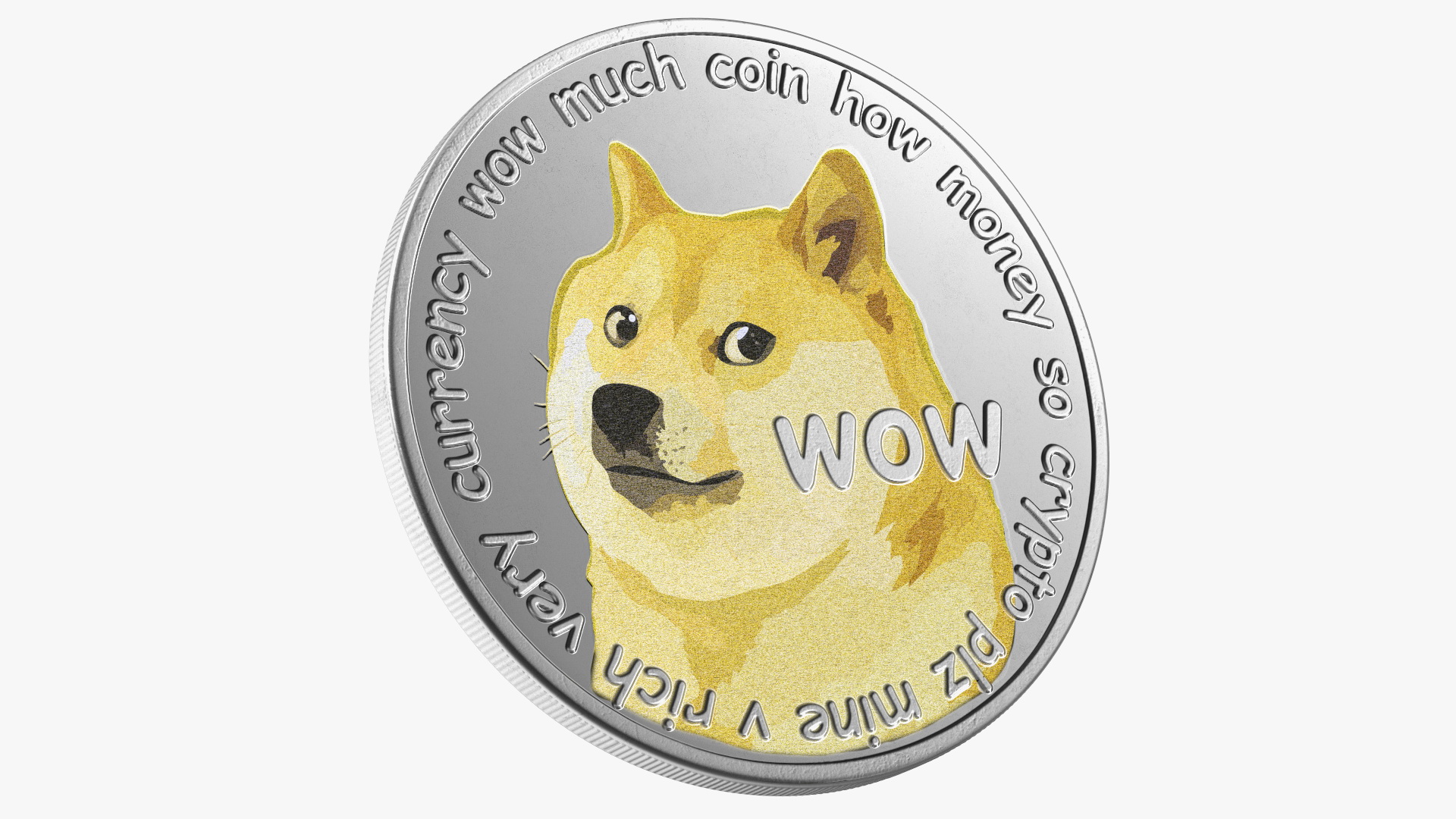 Physical Cryptocurrency Dogecoin Silver 3D model