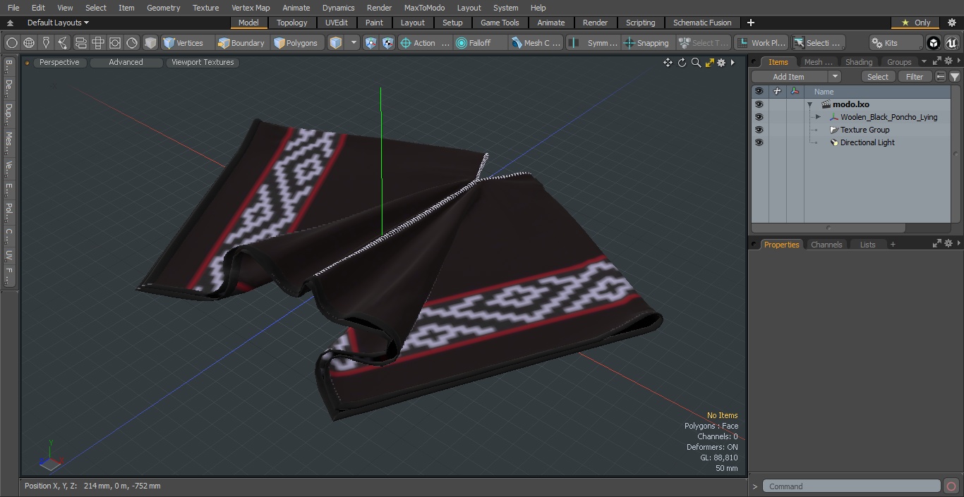 3D model Woolen Black Poncho Lying