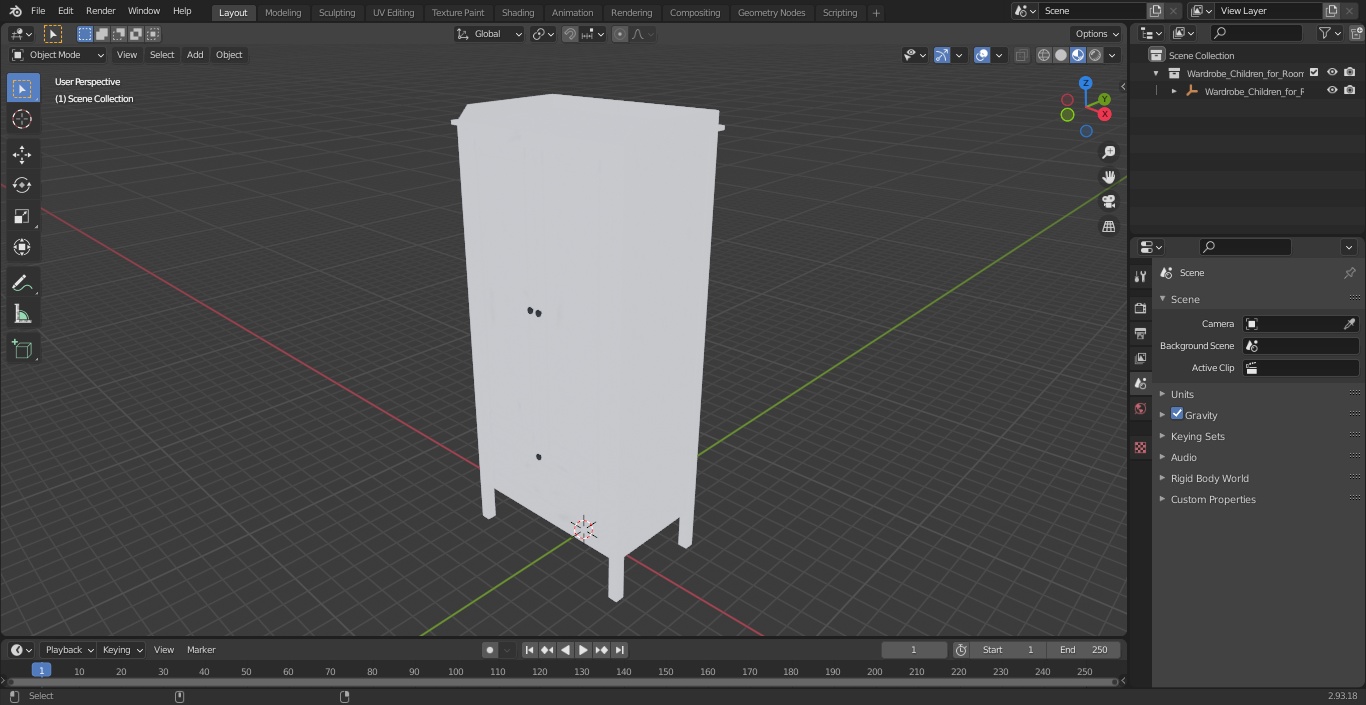 3D model Wardrobe Children for Room IKEA SUNDVIK White
