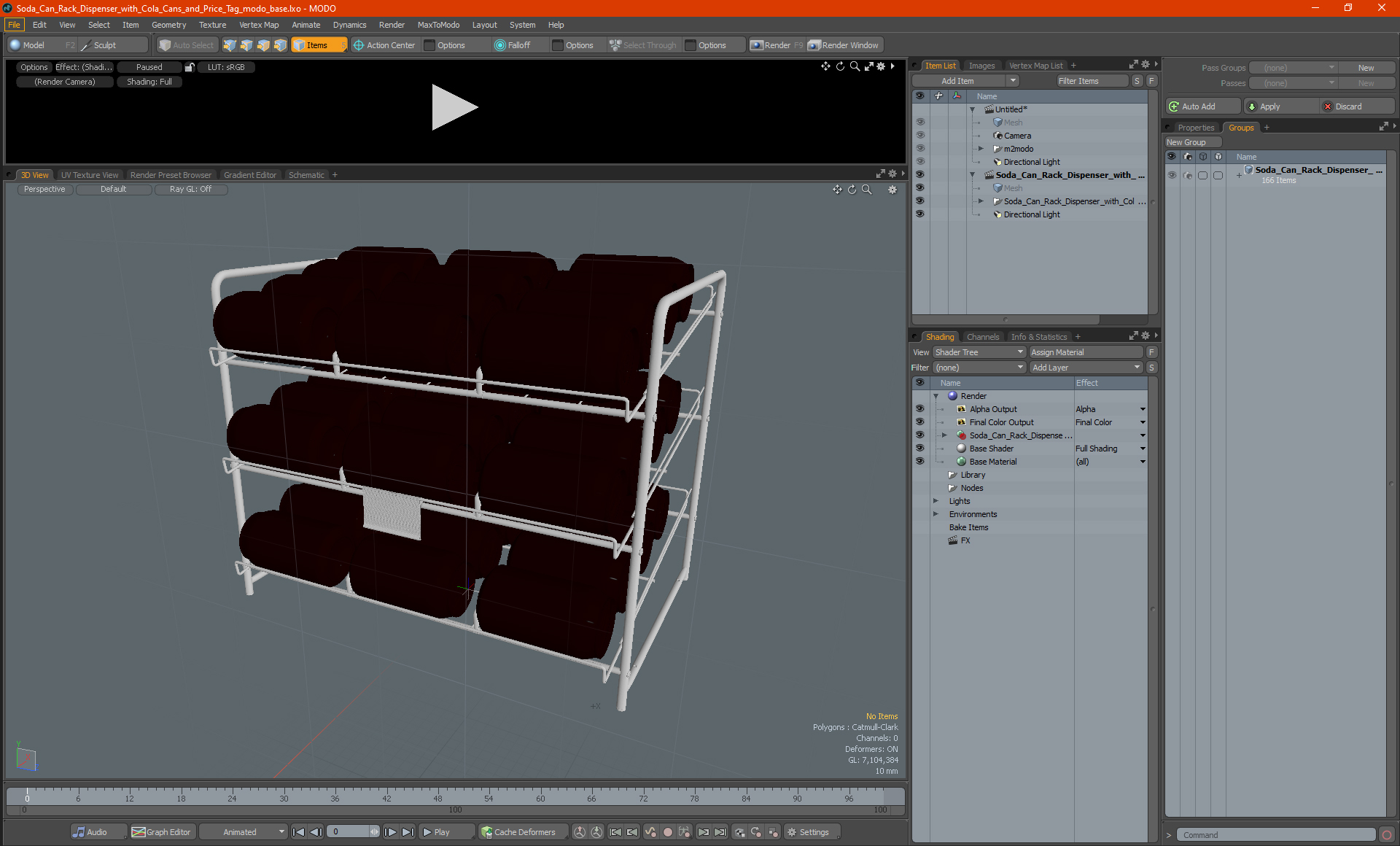 Soda Can Rack Dispenser with Cola Cans and Price Tag 3D