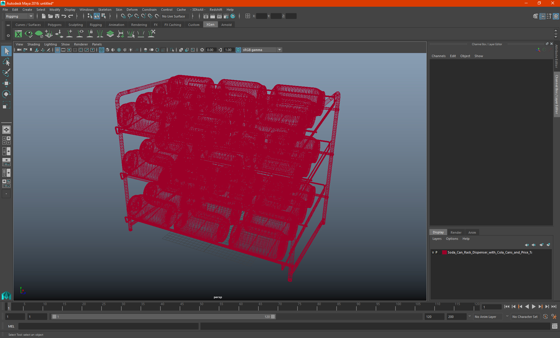 Soda Can Rack Dispenser with Cola Cans and Price Tag 3D