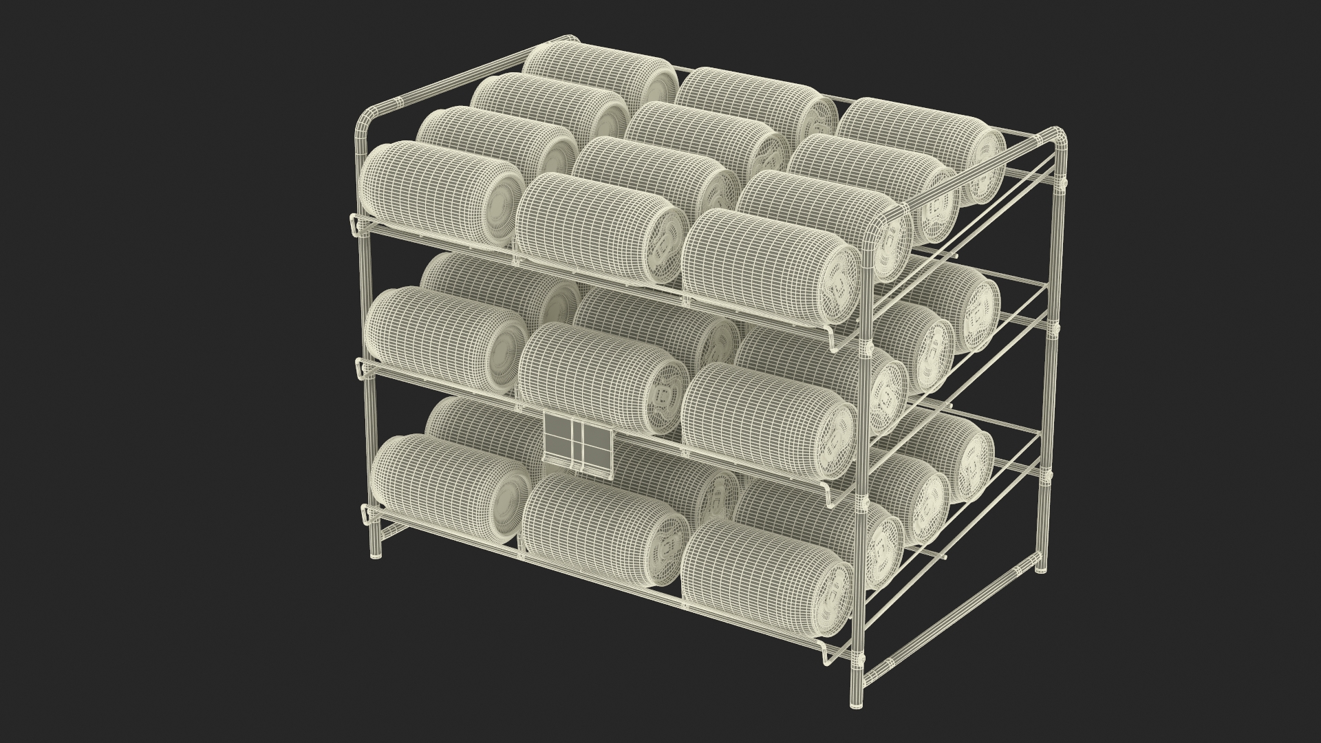 Soda Can Rack Dispenser with Cola Cans and Price Tag 3D