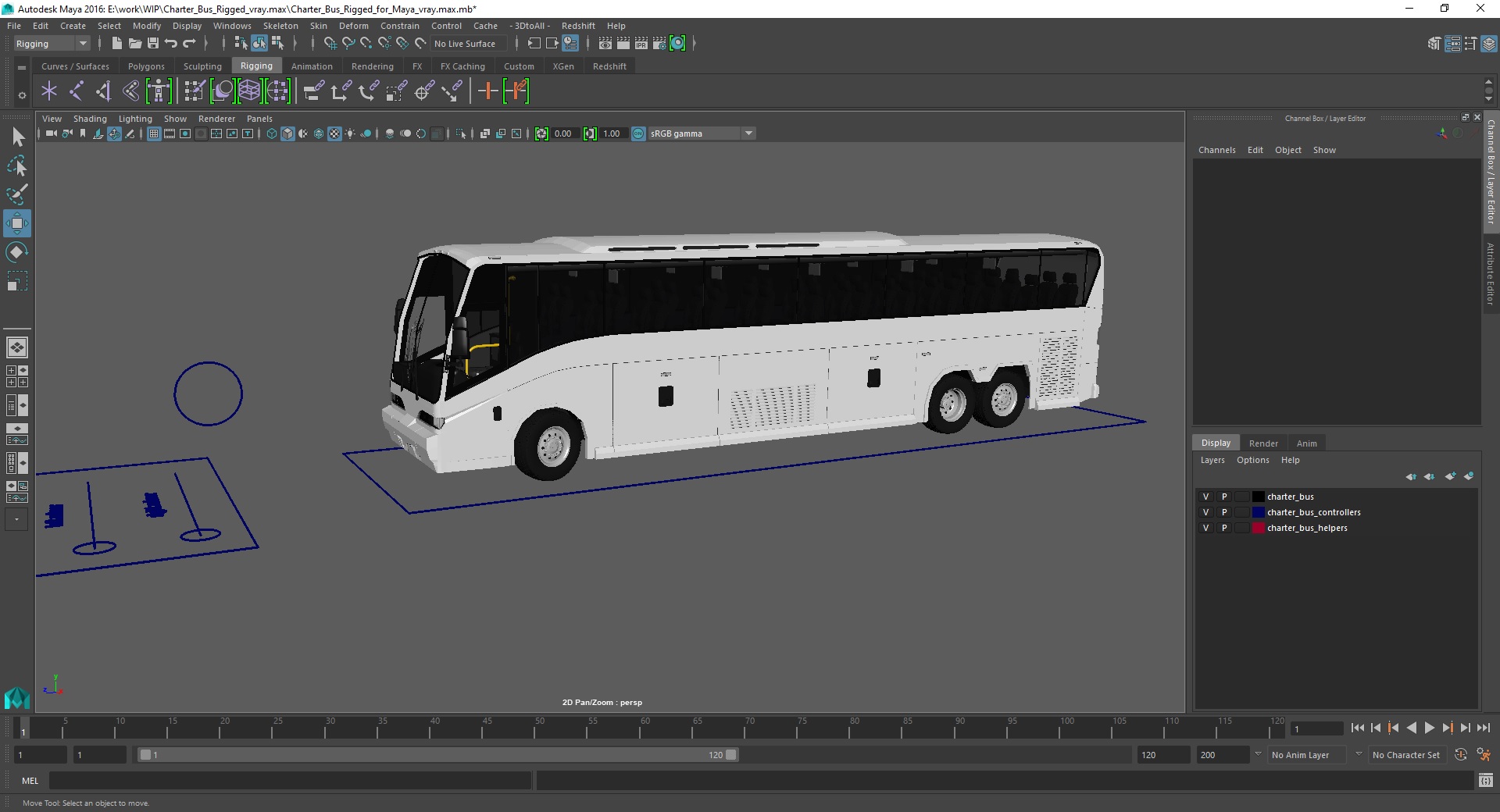 Charter Bus Rigged for Maya 3D