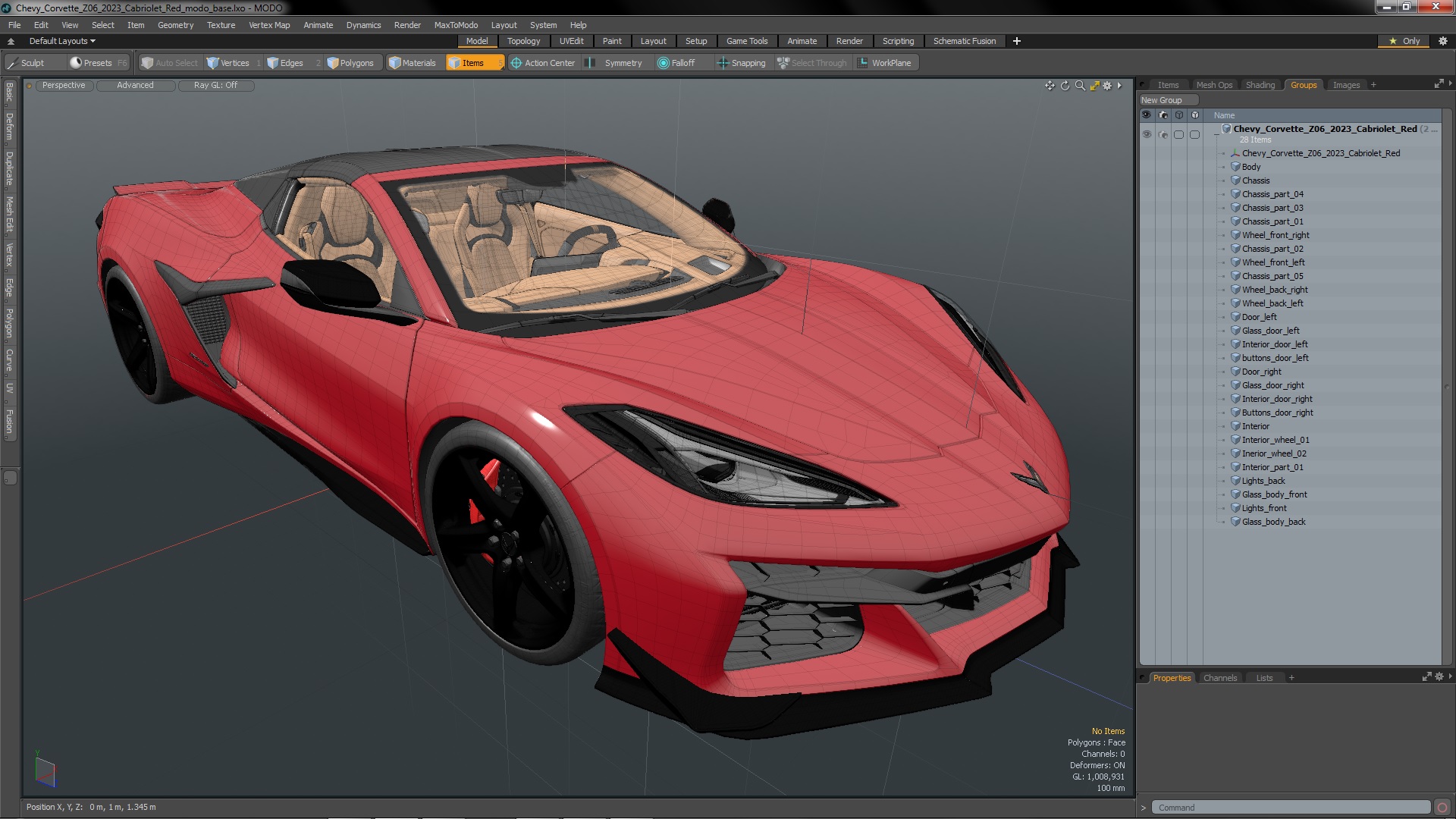 Chevy Corvette Z06 2023 Cabriolet Red 3D