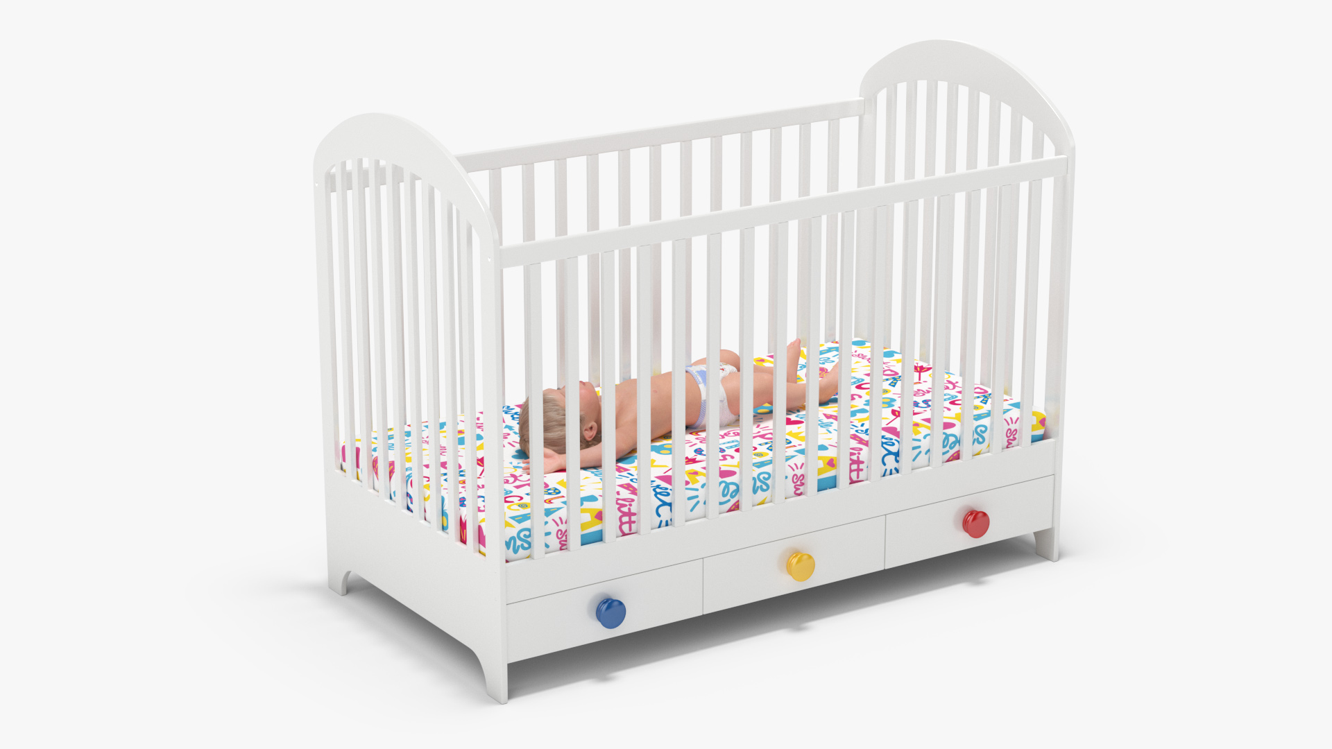 3D model Baby Boy in the Crib