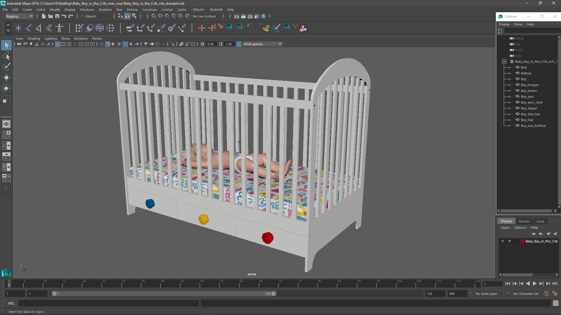 3D model Baby Boy in the Crib