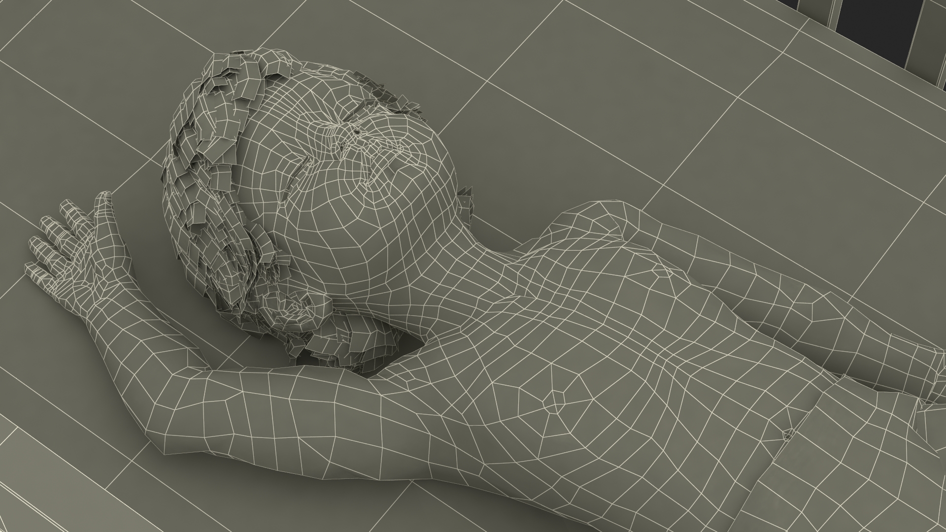 3D model Baby Boy in the Crib
