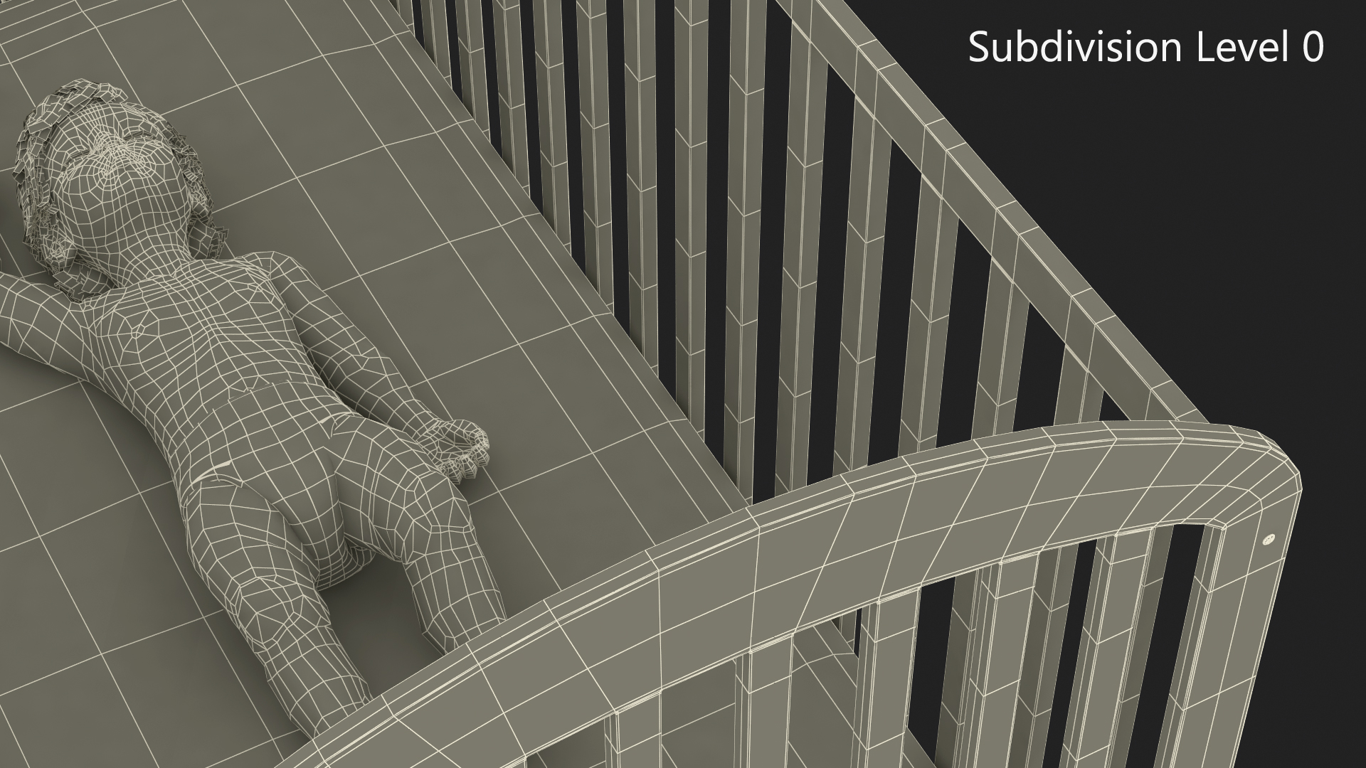 3D model Baby Boy in the Crib