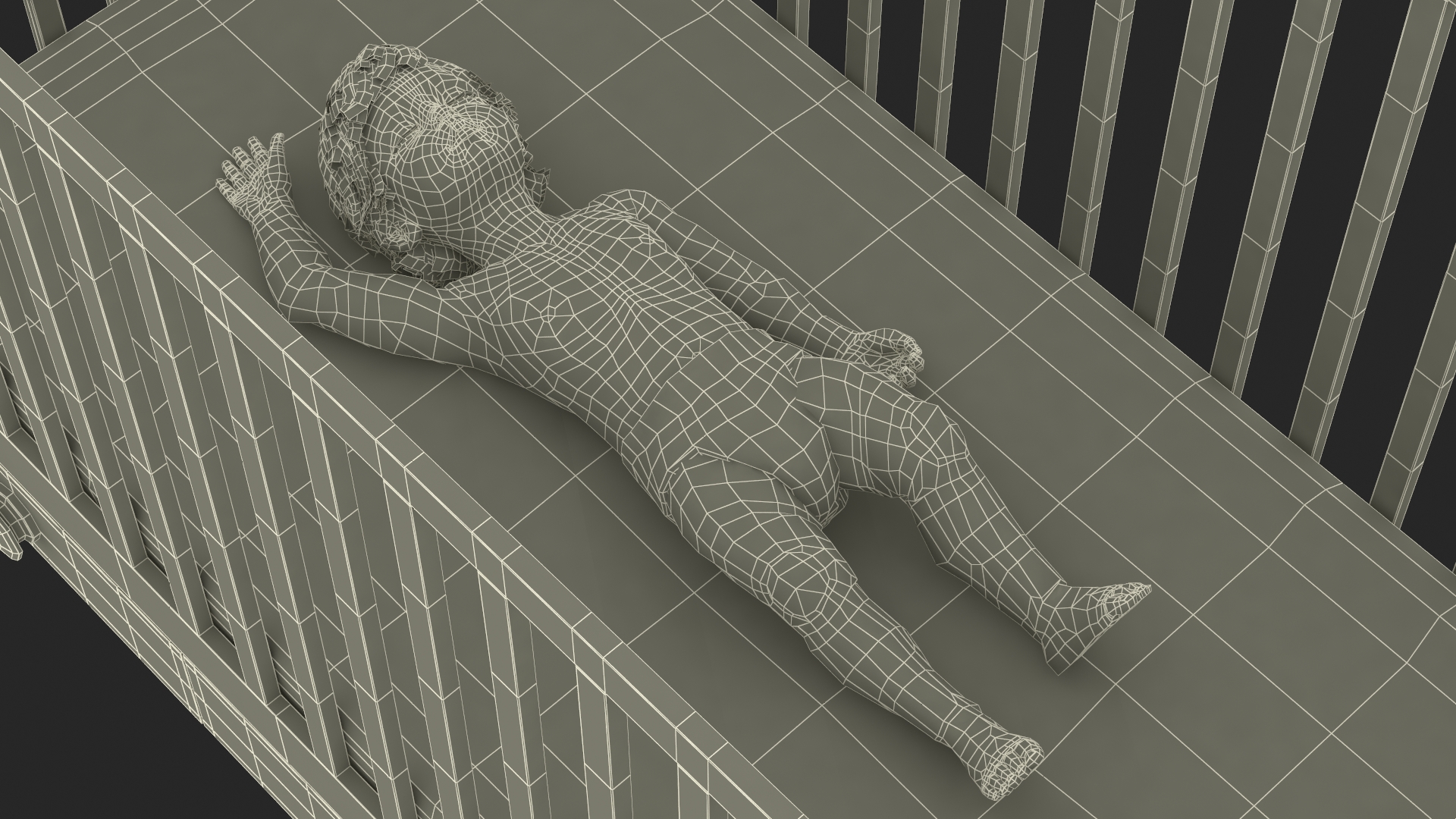3D model Baby Boy in the Crib