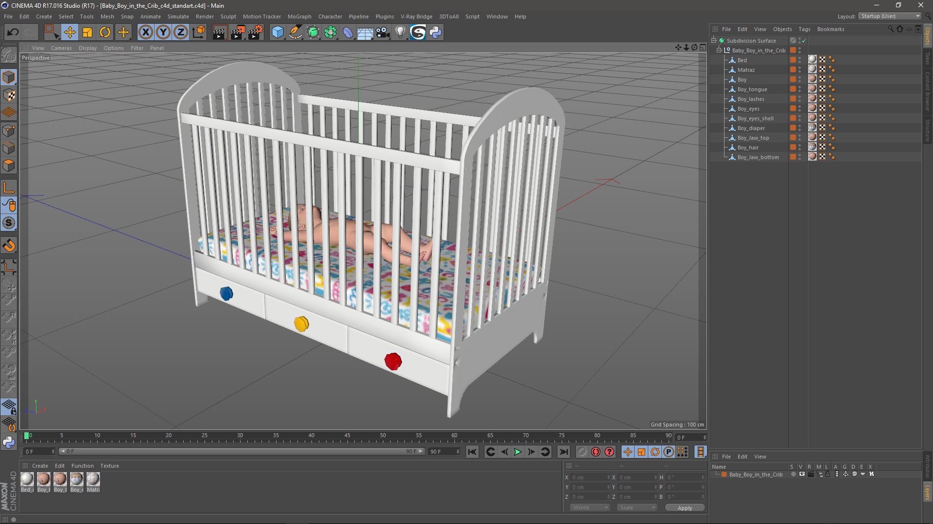3D model Baby Boy in the Crib