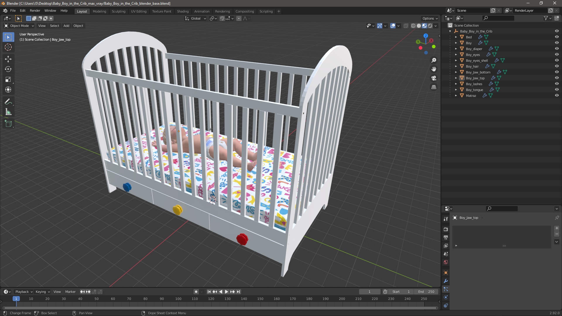 3D model Baby Boy in the Crib