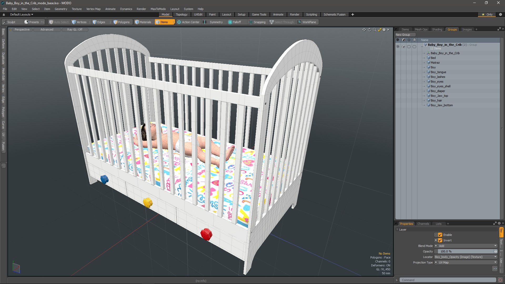 3D model Baby Boy in the Crib