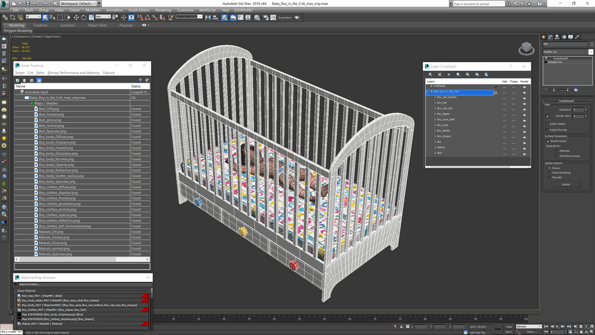 3D model Baby Boy in the Crib