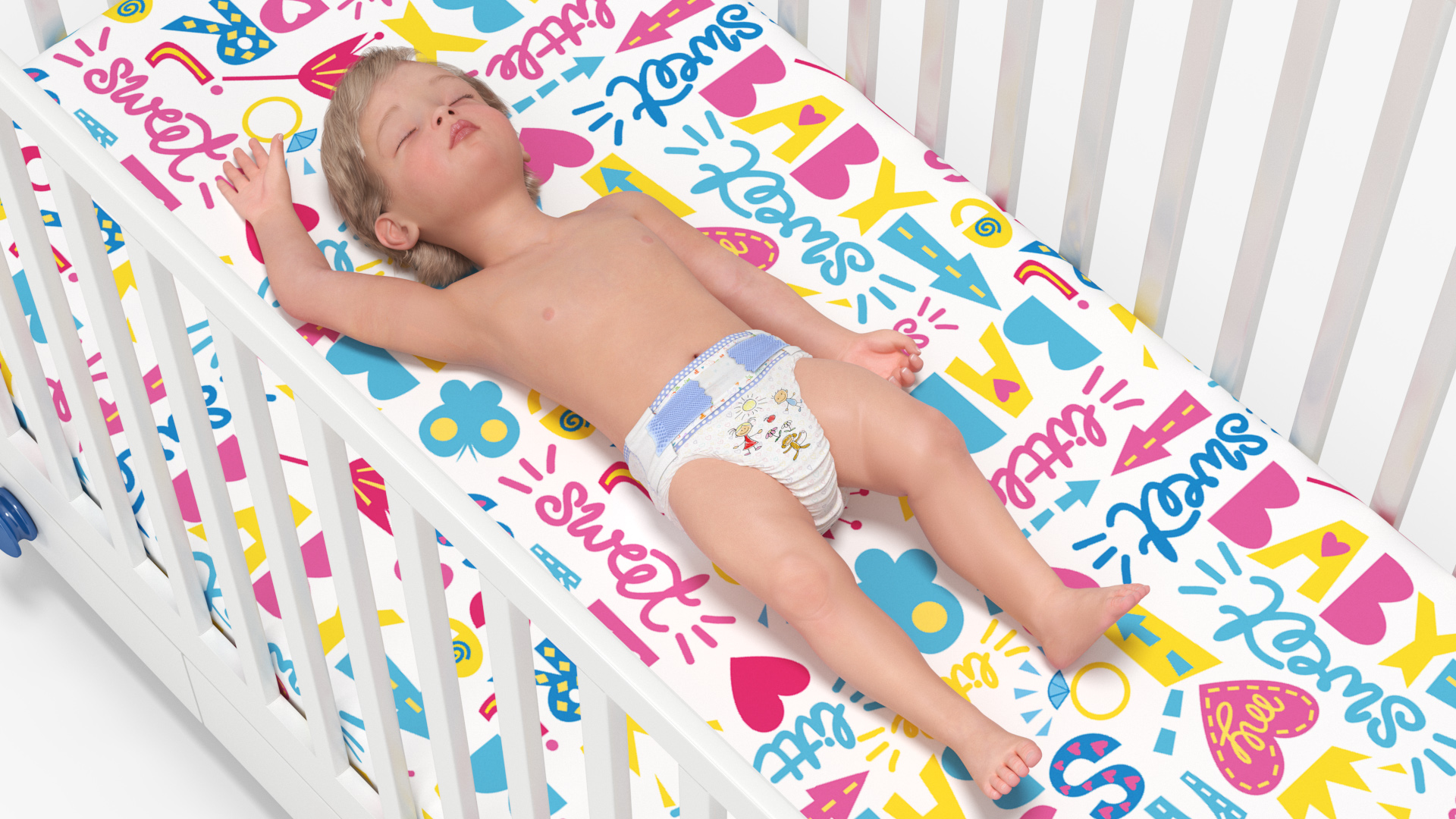 3D model Baby Boy in the Crib