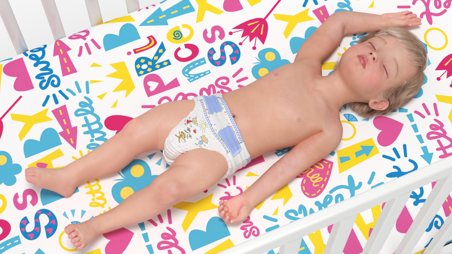3D model Baby Boy in the Crib