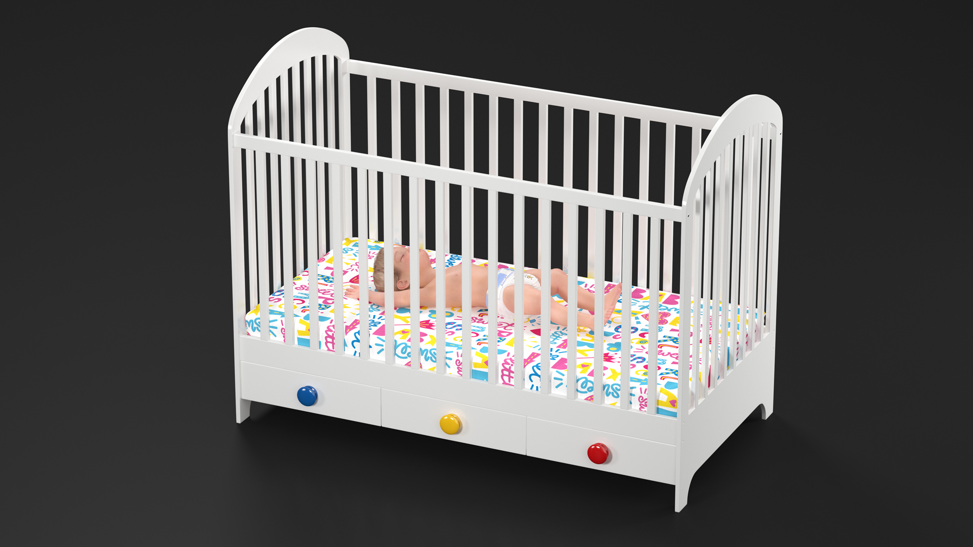 3D model Baby Boy in the Crib