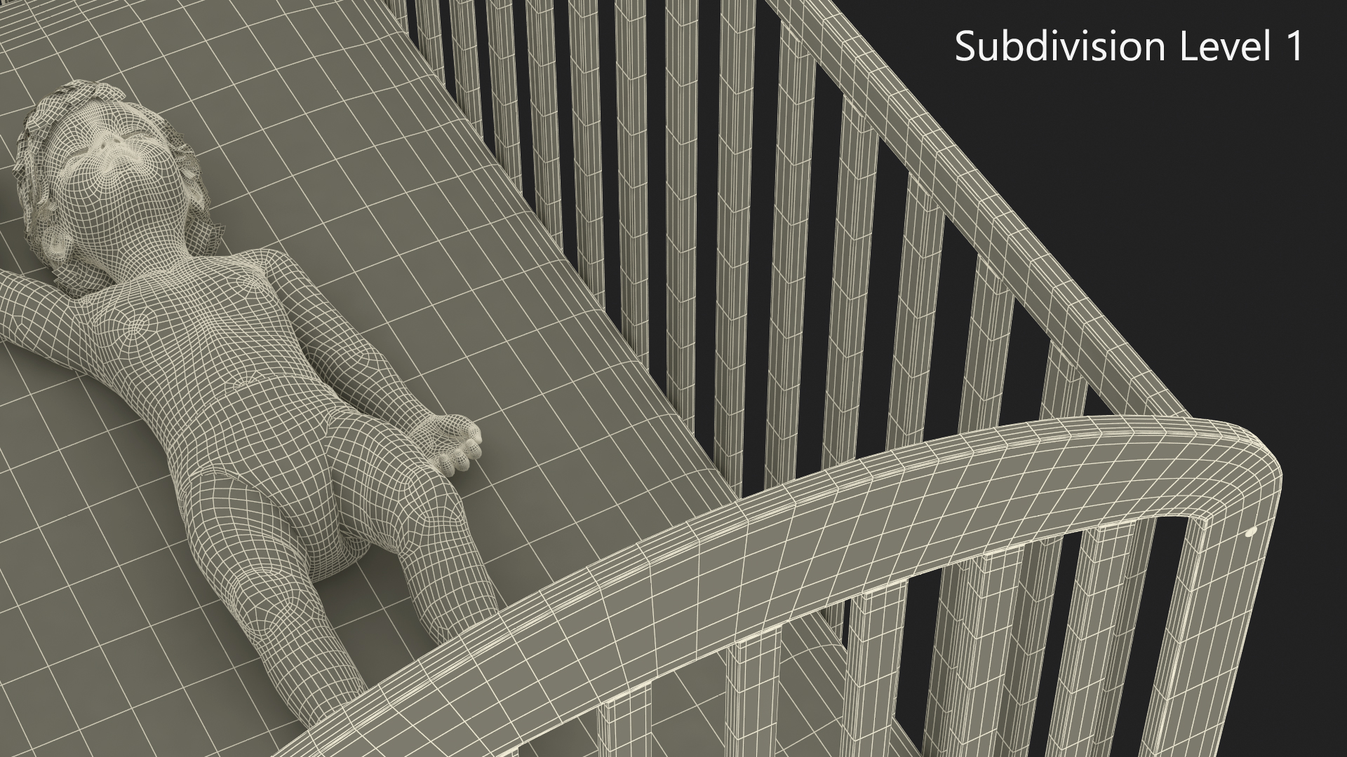 3D model Baby Boy in the Crib