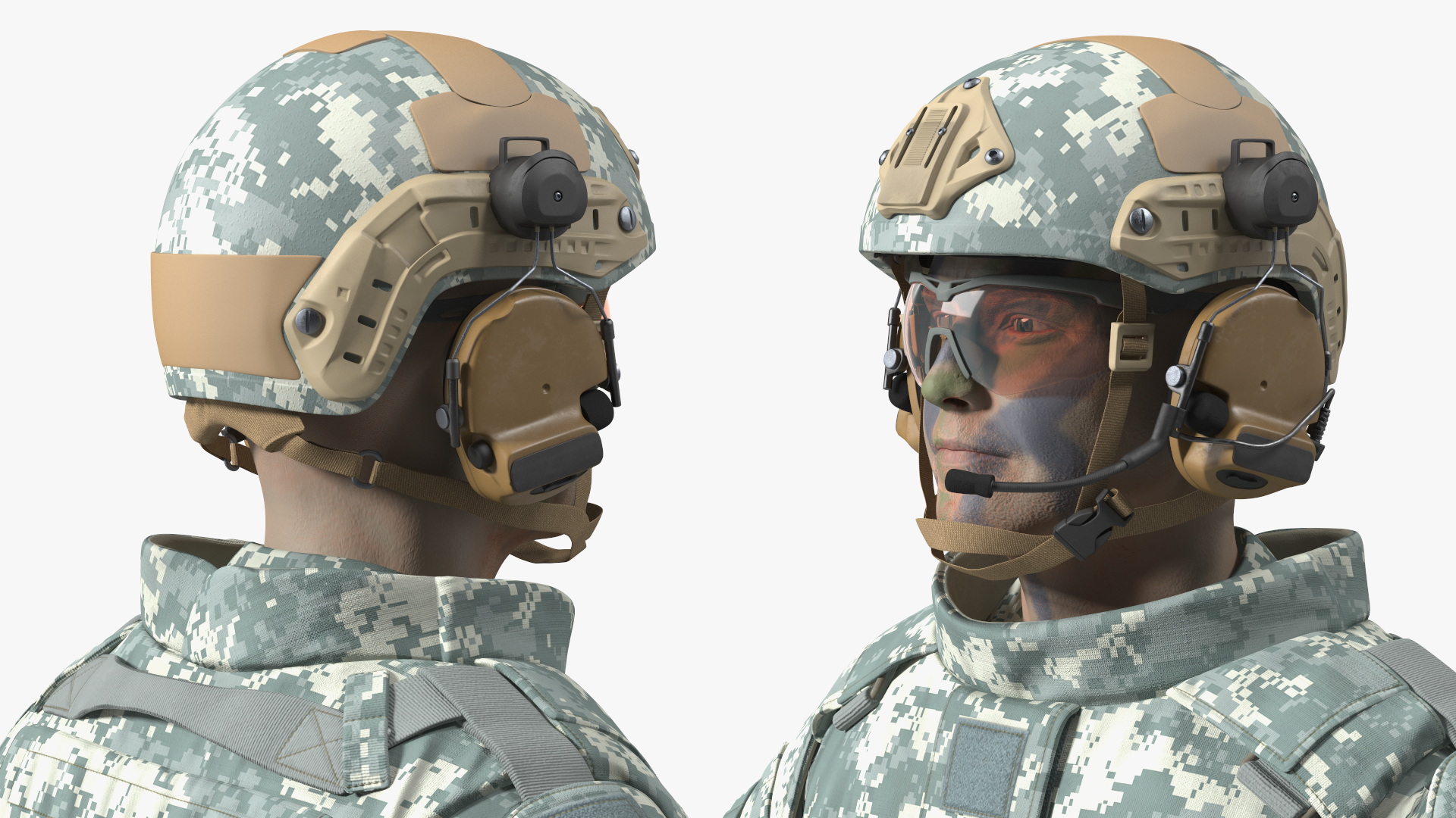 3D model Soldier in Grey Gear and Assault Rifle A-pose