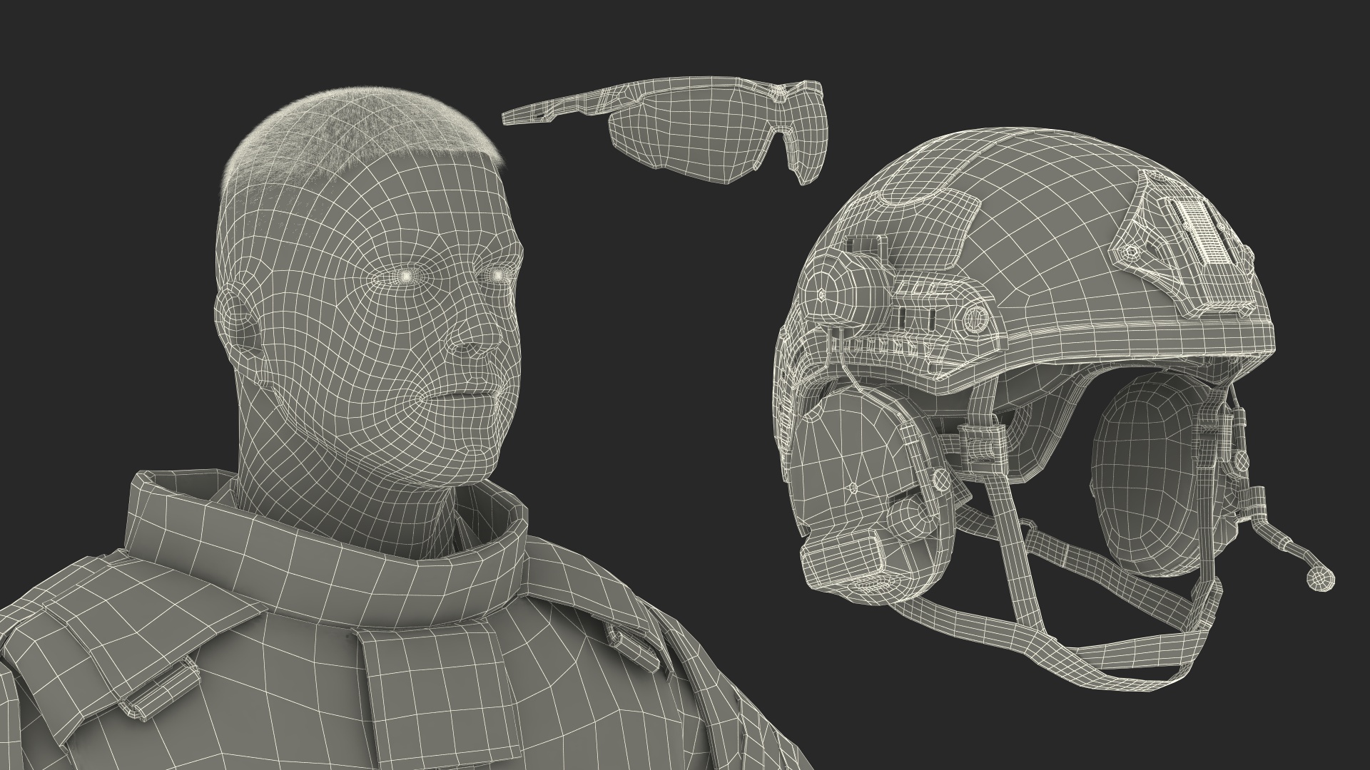 3D model Soldier in Grey Gear and Assault Rifle A-pose