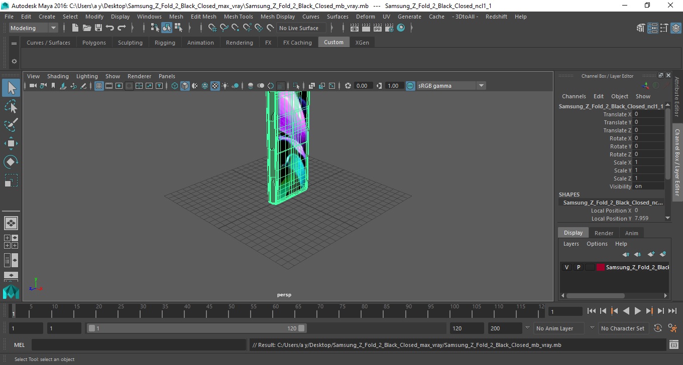 Samsung Z Fold 2 Black Closed 3D model
