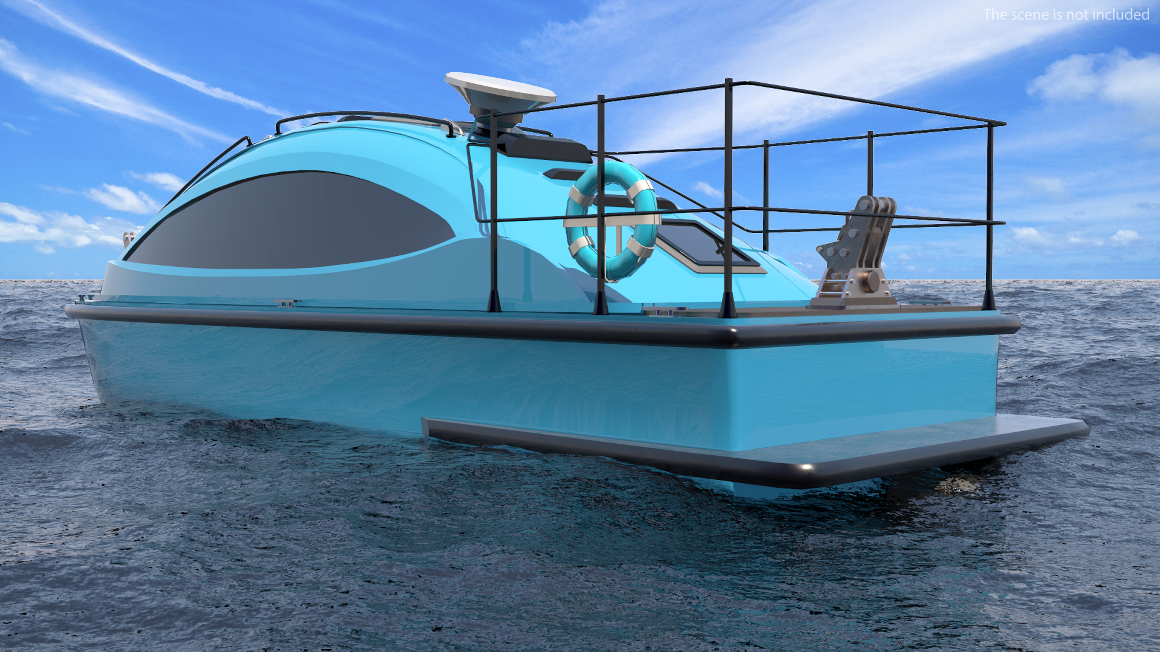 3D model Cable Layer Vessel Blue Rigged