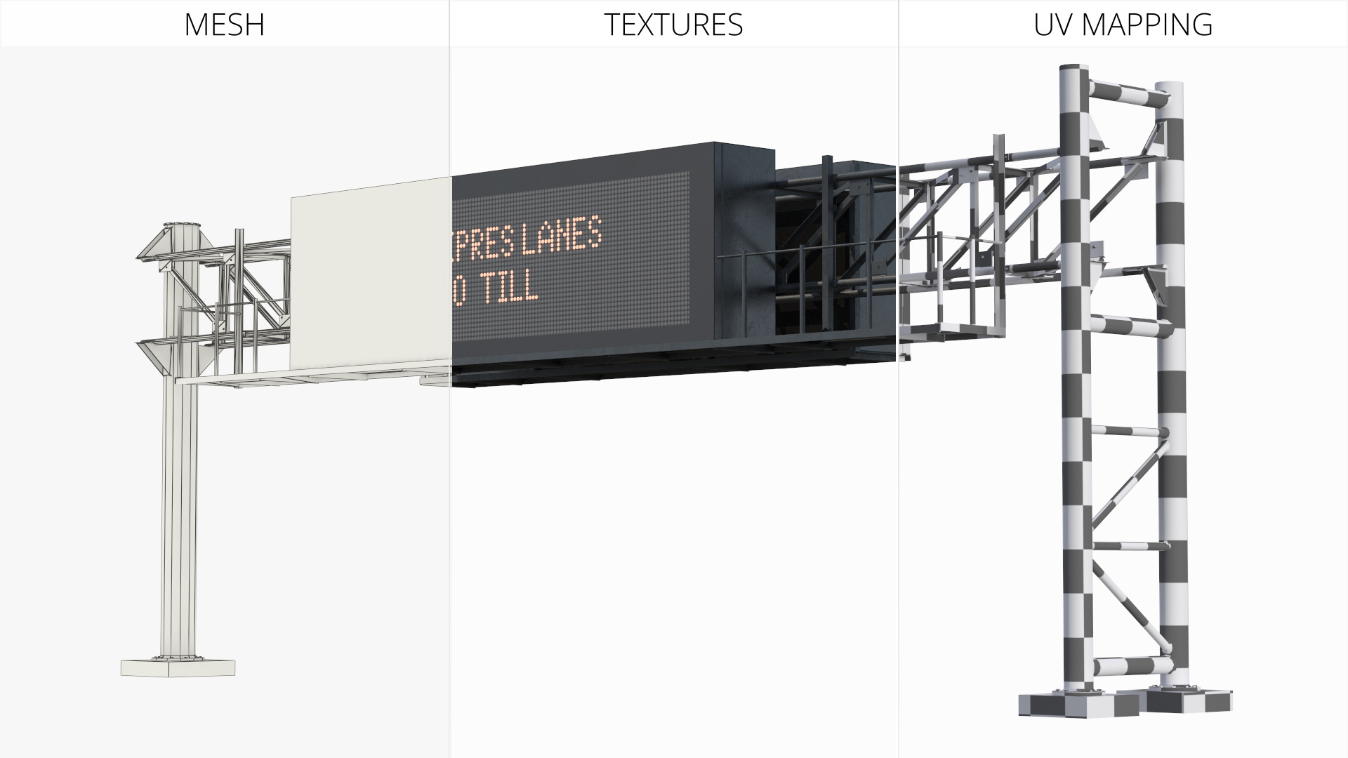 Roadway LED Panel with Steel Gantry Game Ready, view 7
