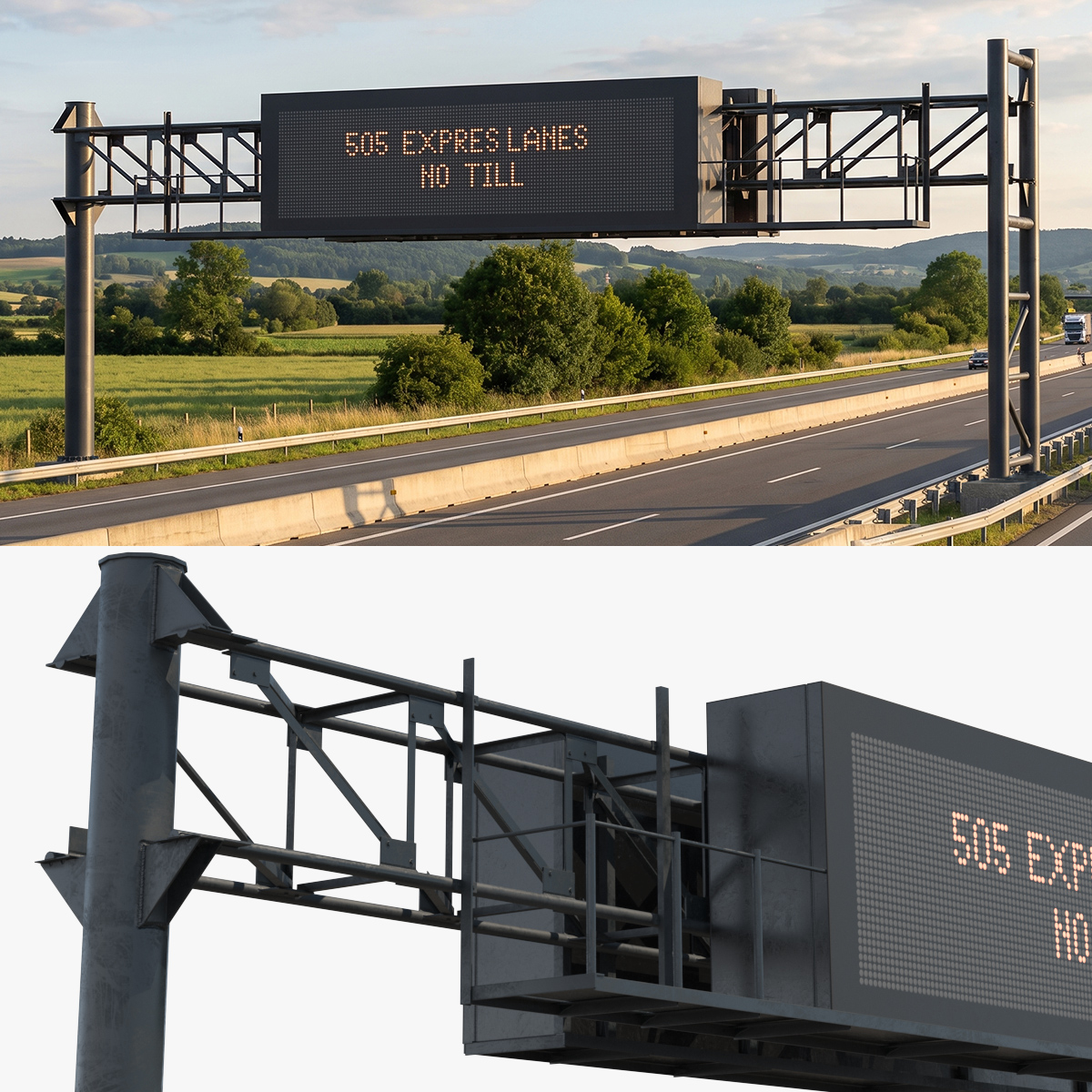 Roadway LED Panel with Steel Gantry Game Ready