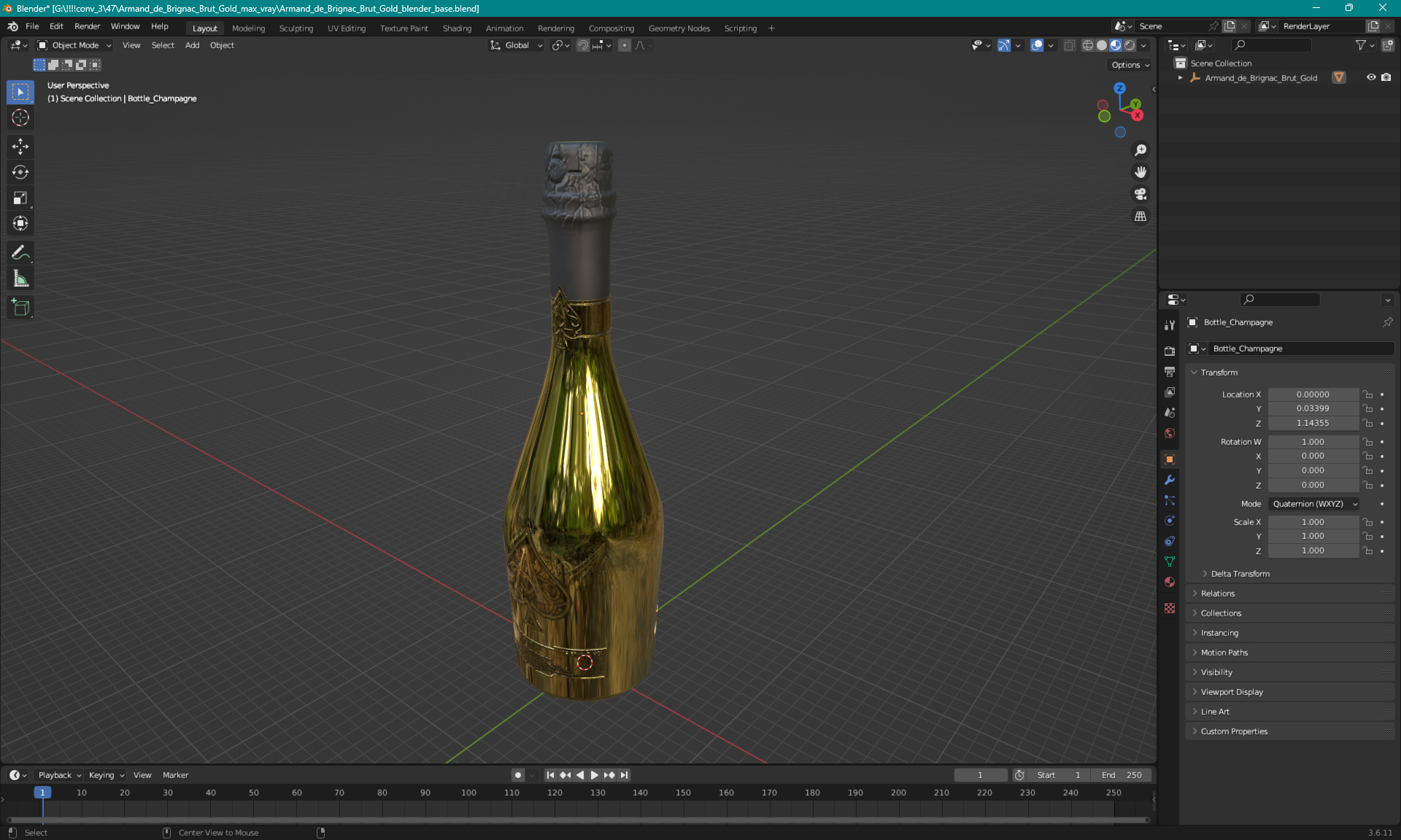 Armand de Brignac Brut Gold 3D