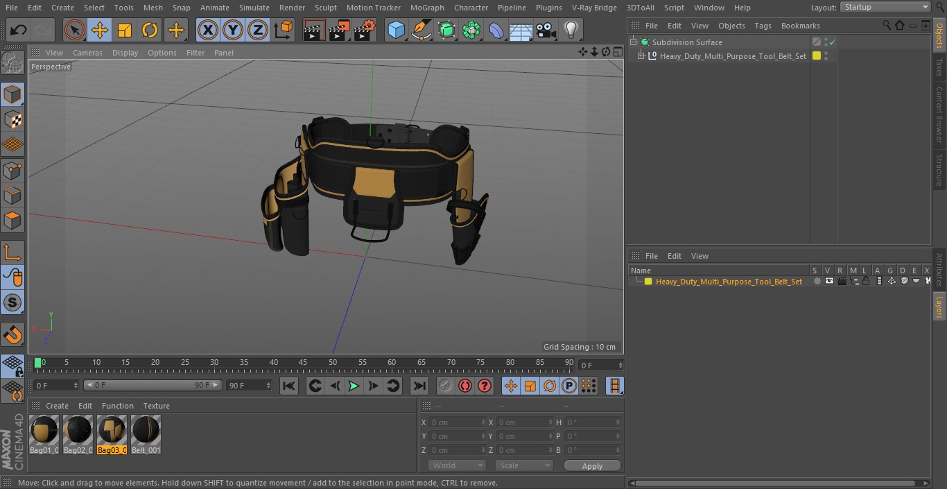 3D Heavy Duty Multi Purpose Tool Belt Set model