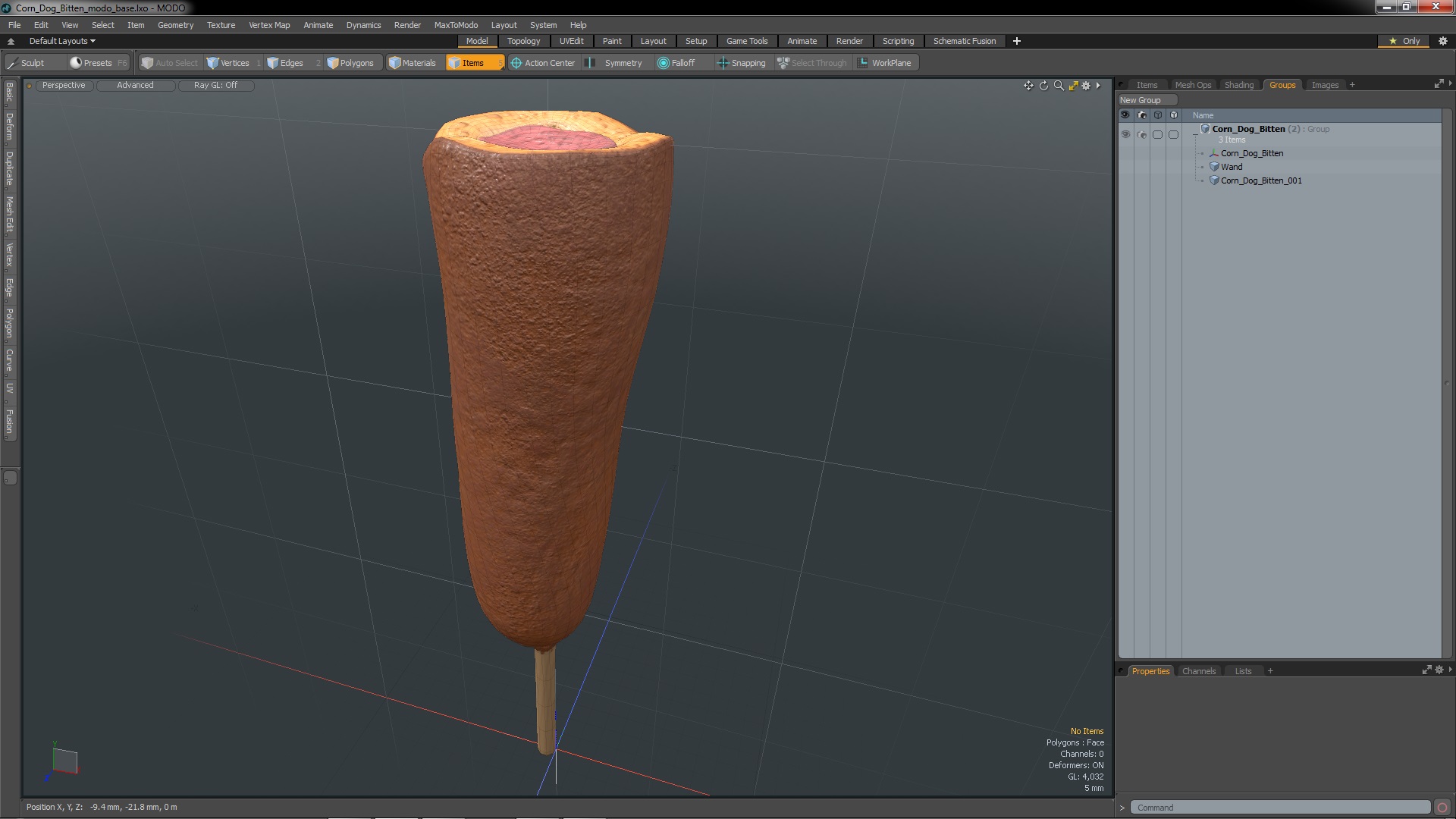 3D model Corn Dog Bitten