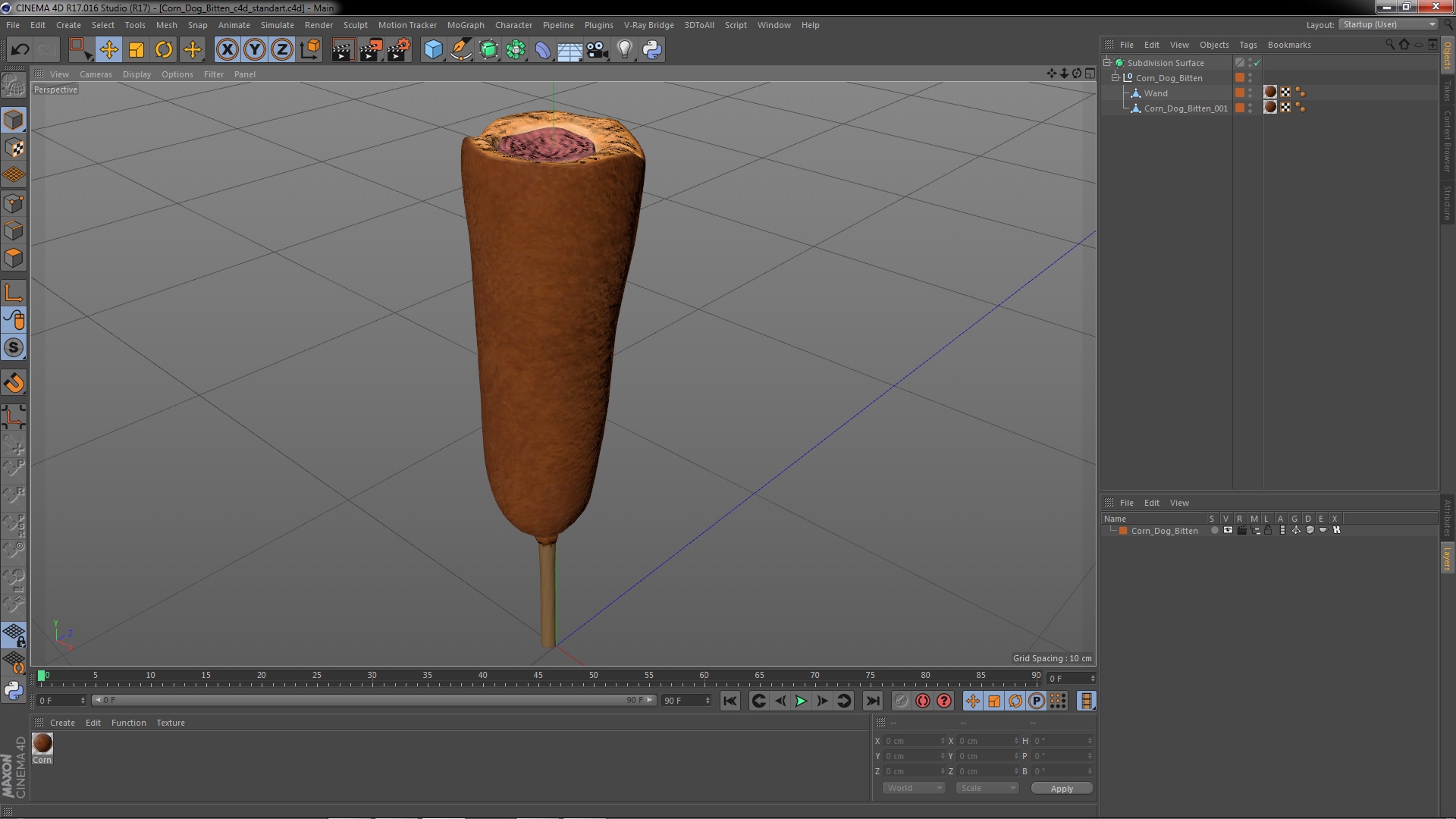 3D model Corn Dog Bitten