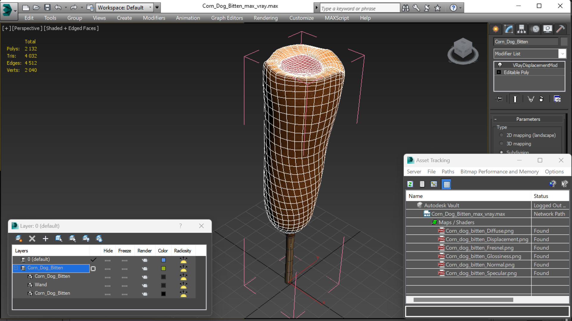 3D model Corn Dog Bitten